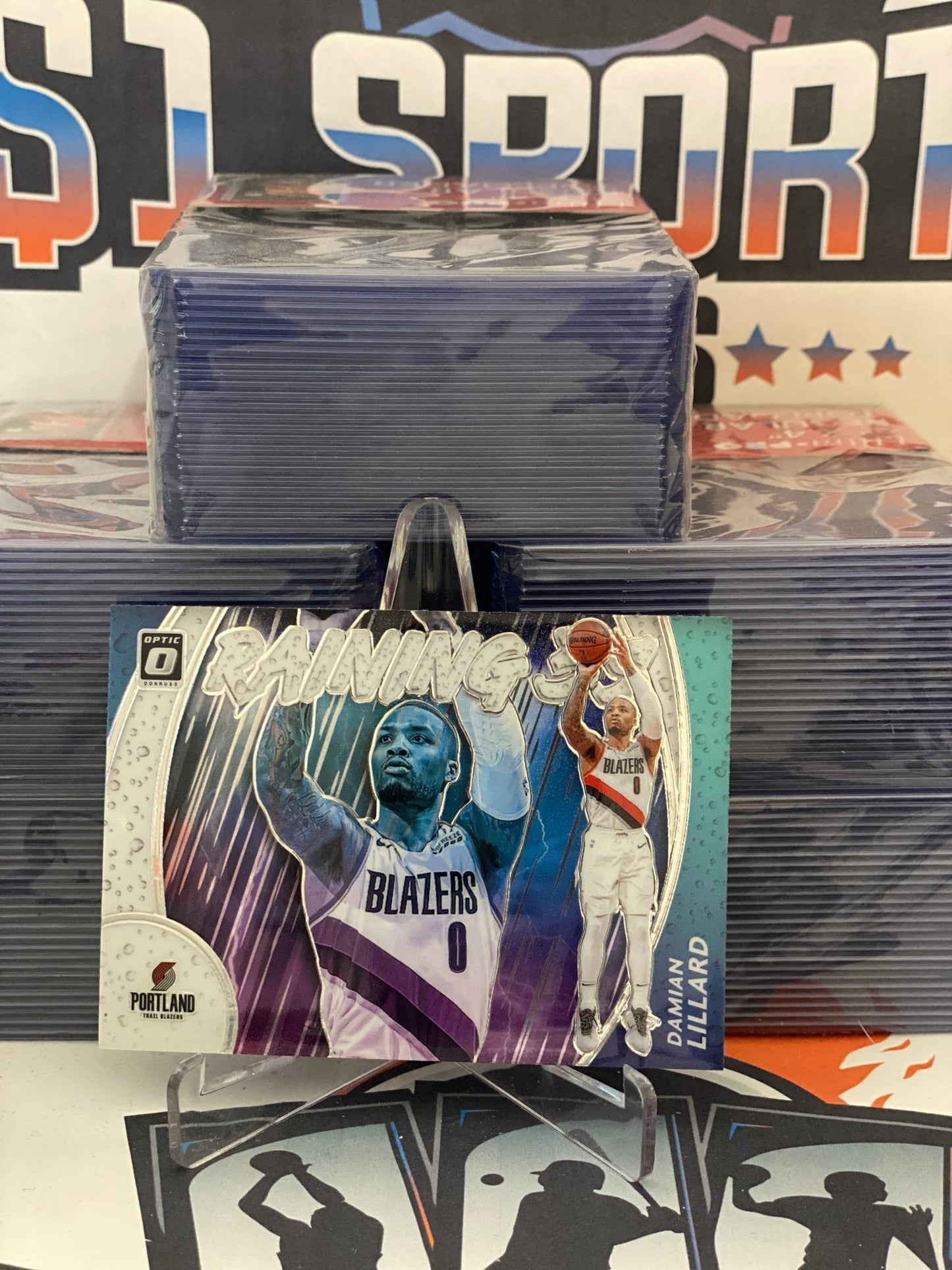 2020 Donruss Optic (Raining 3s) Damian Lillard #7