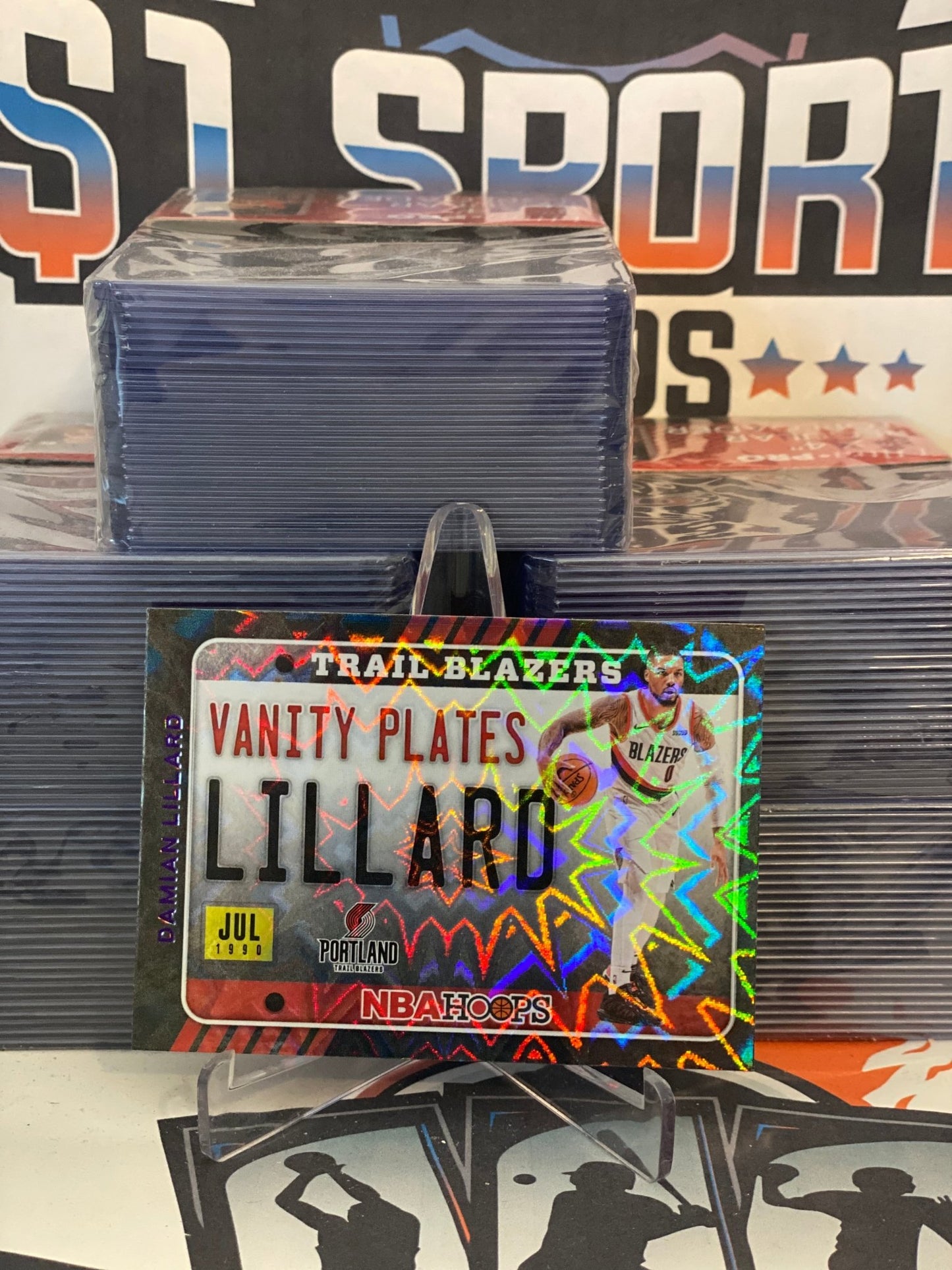 2020 NBA Hoops (Purple Explosion, Vanity Plates) Damian Lillard #12