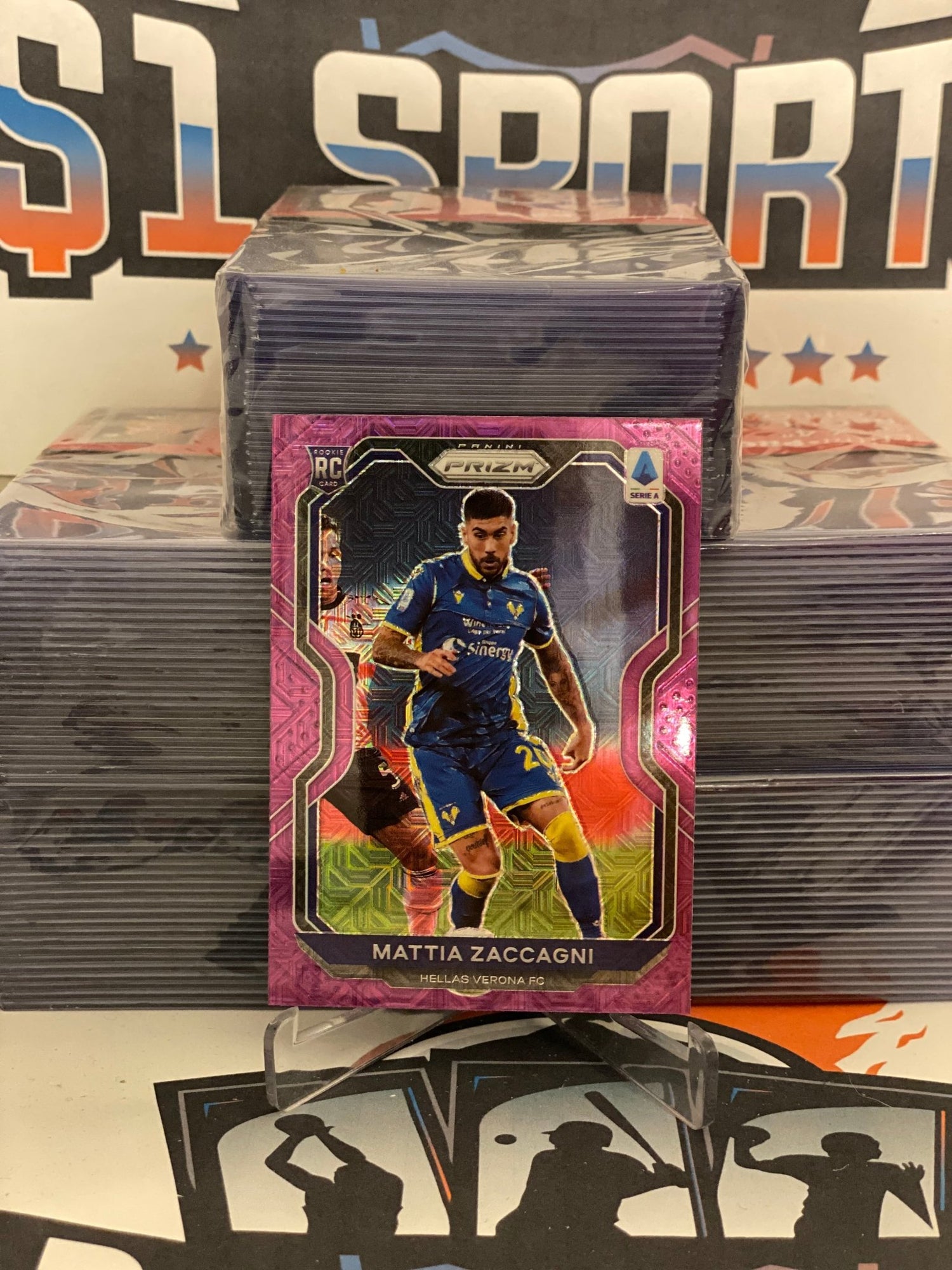 2020 Panini Chronicles (Purple Mojo Prizm, Prizm) Serie A Mattia Zaccagni Rookie #12