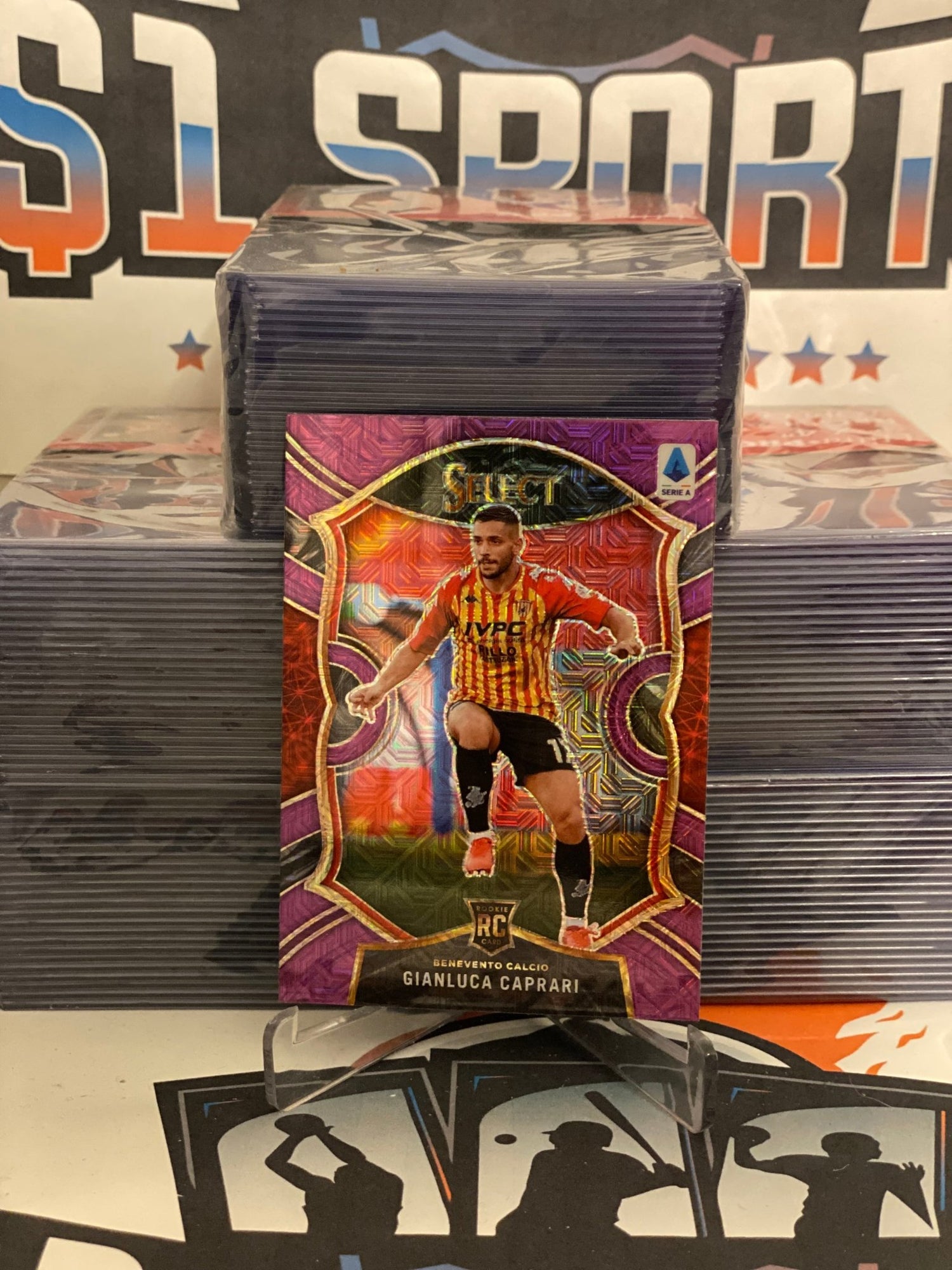 2020 Panini Chronicles (Purple Mojo Prizm, Select) Serie A Gianluca Caprari Rookie #19