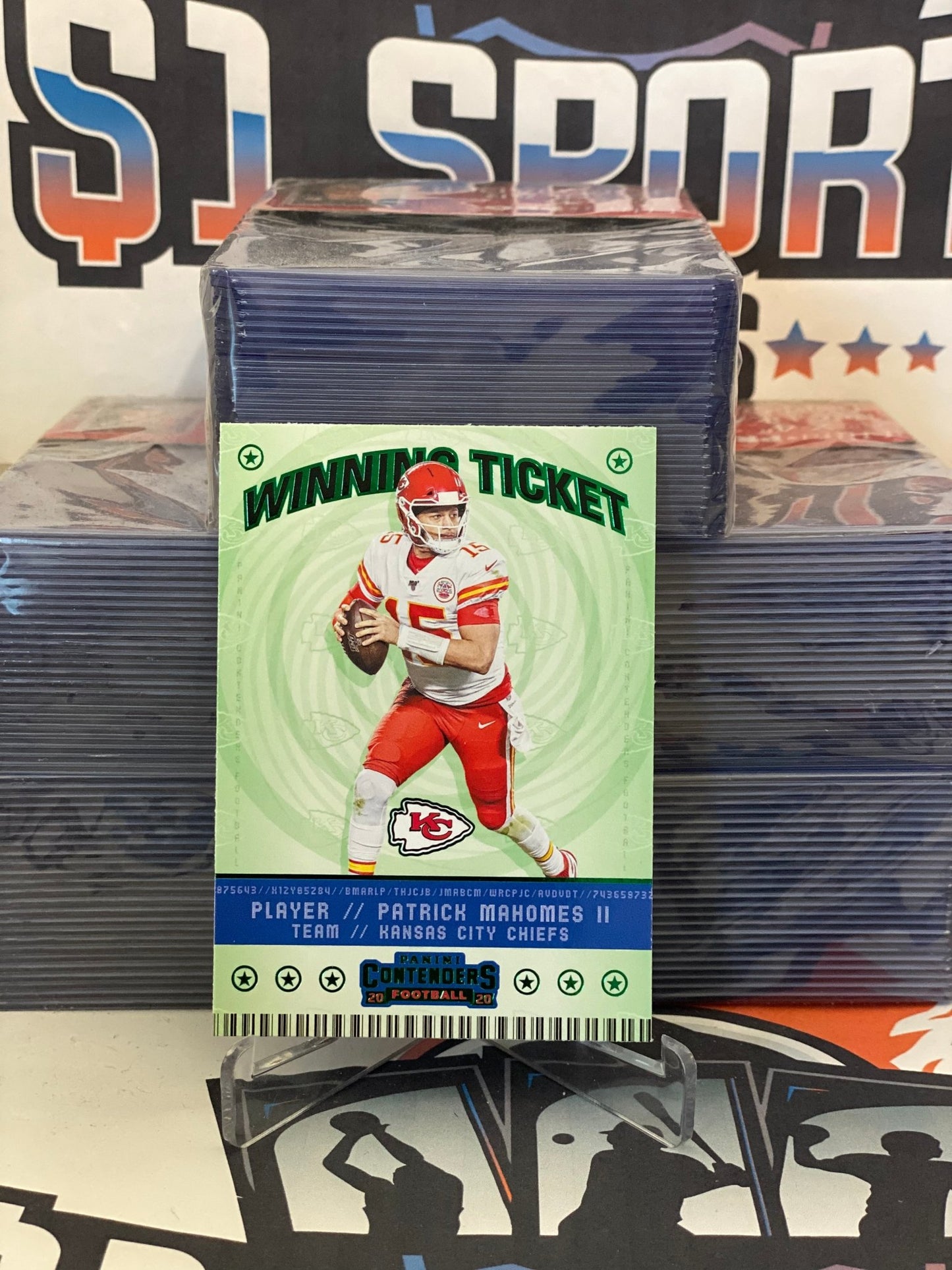 2020 Panini Contenders (Green, Winning Ticket) Patrick Mahomes II #WT1