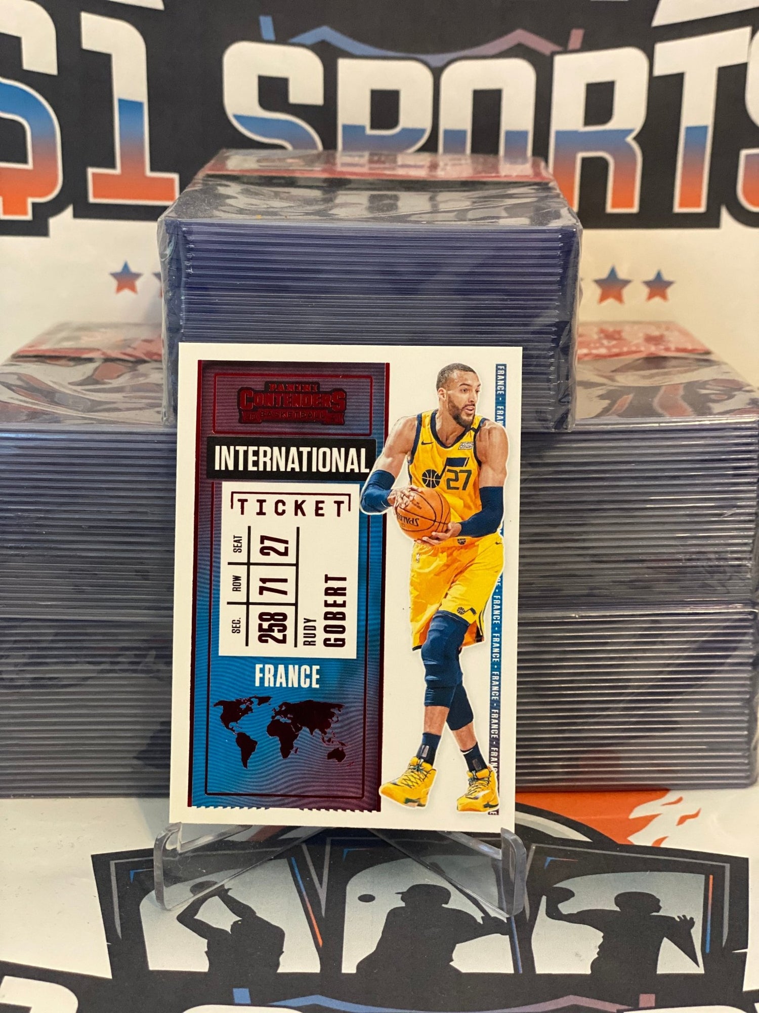 2020 Panini Contenders (Red, International Ticket) Rudy Gobert #18