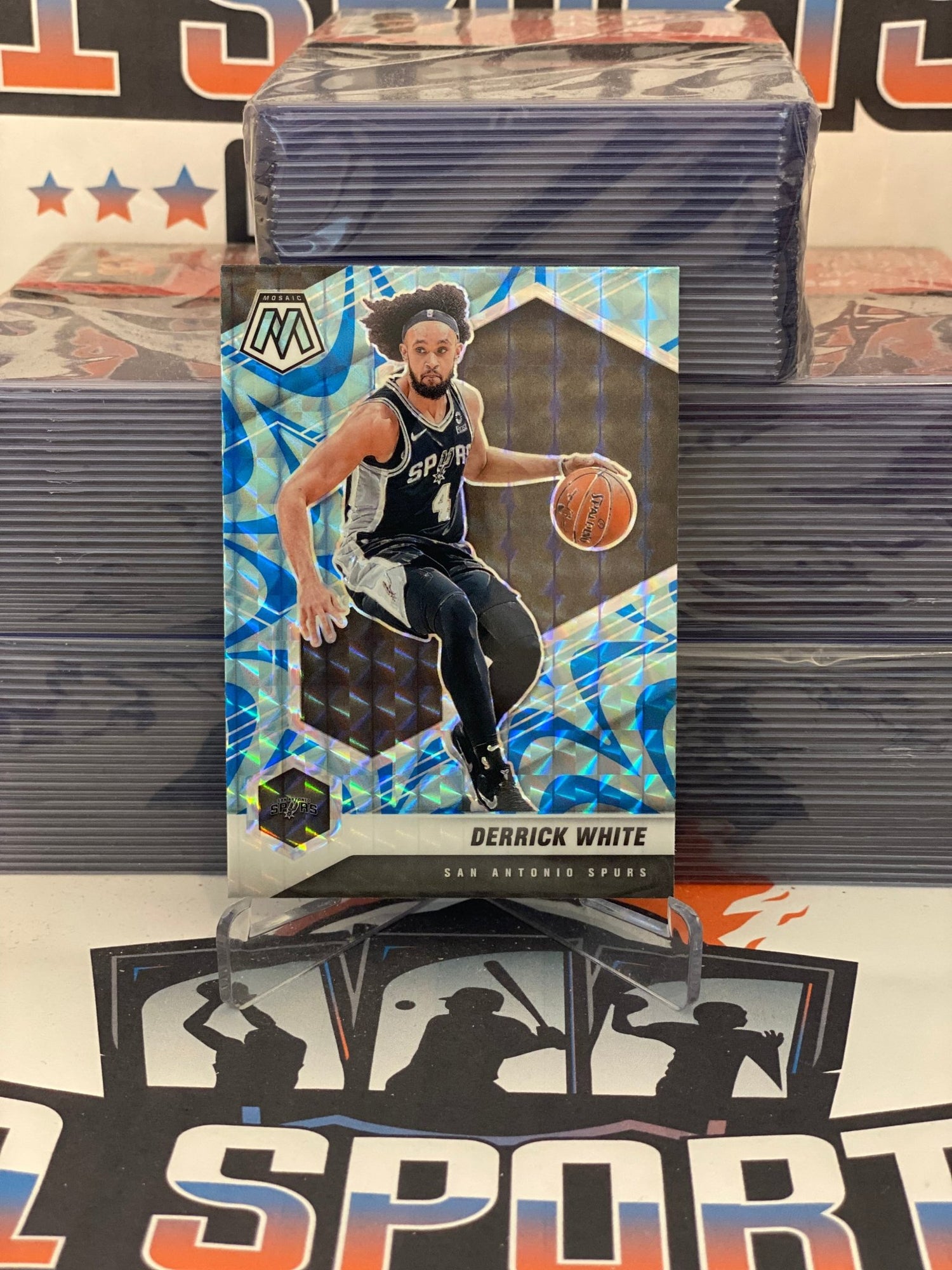 2020 Panini Mosaic (Blue Reactive Prizm) Derrick White #63