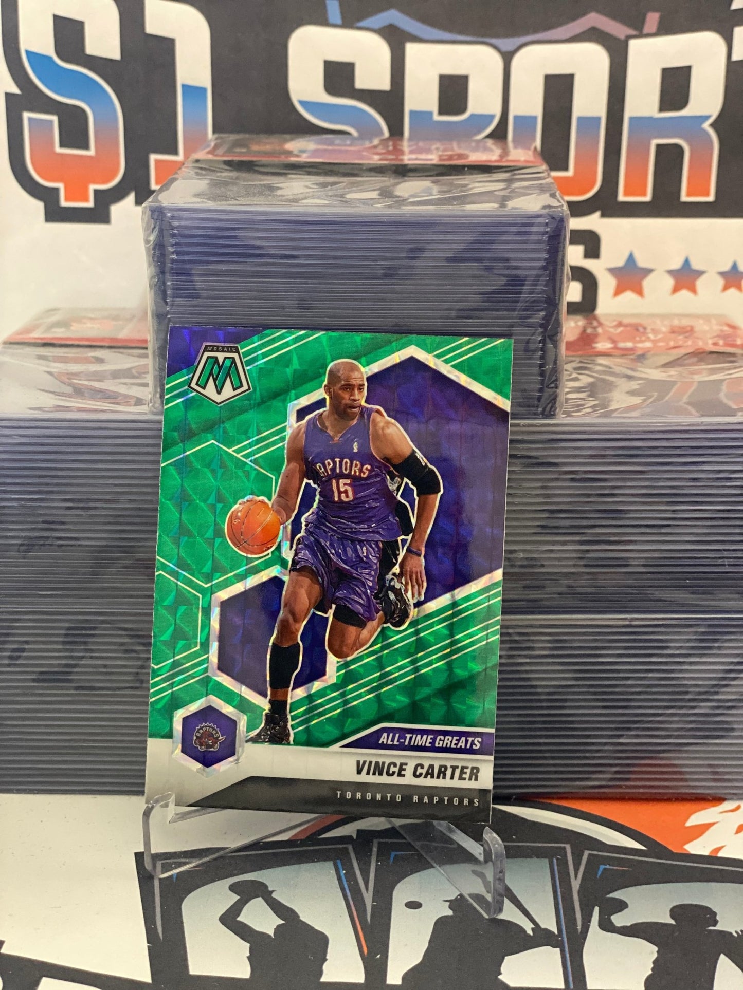 2020 Panini Mosaic (Green Prizm, All-Time Greats) Vince Carter #290