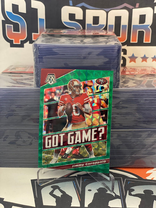 2020 Panini Mosaic (Green Prizm, Got Game?) Jimmy Garoppola #GG5