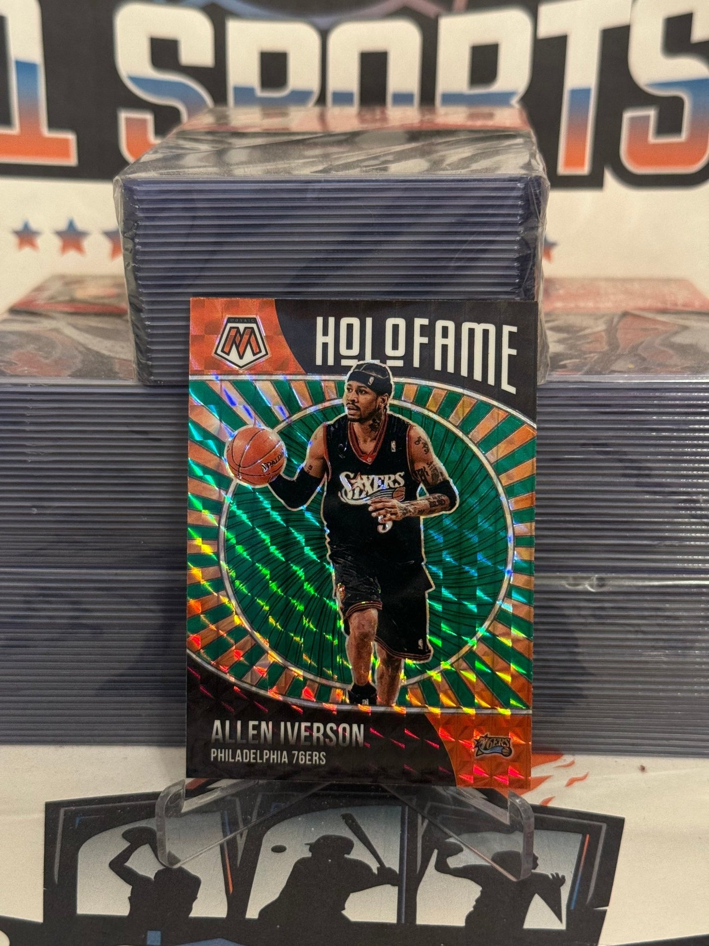 2020 Panini Mosaic (Green Prizm, HoloFame) Allen Iverson #1