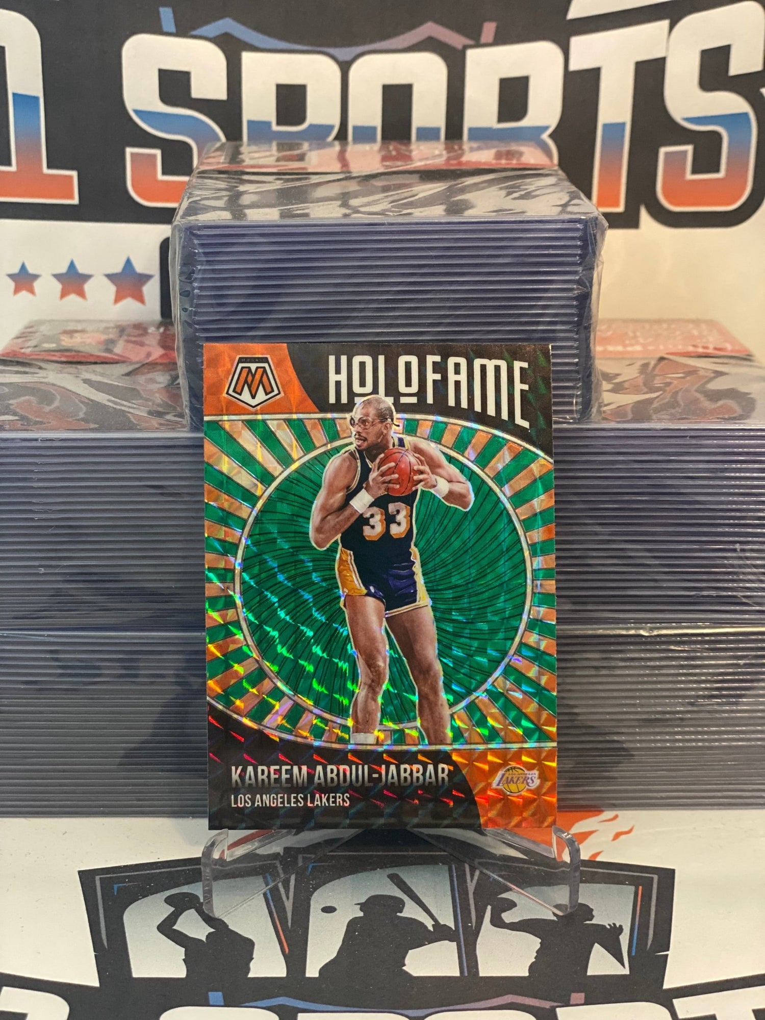 2020 Panini Mosaic (Green Prizm, HoloFame) Kareem Abdul-Jabbar #17