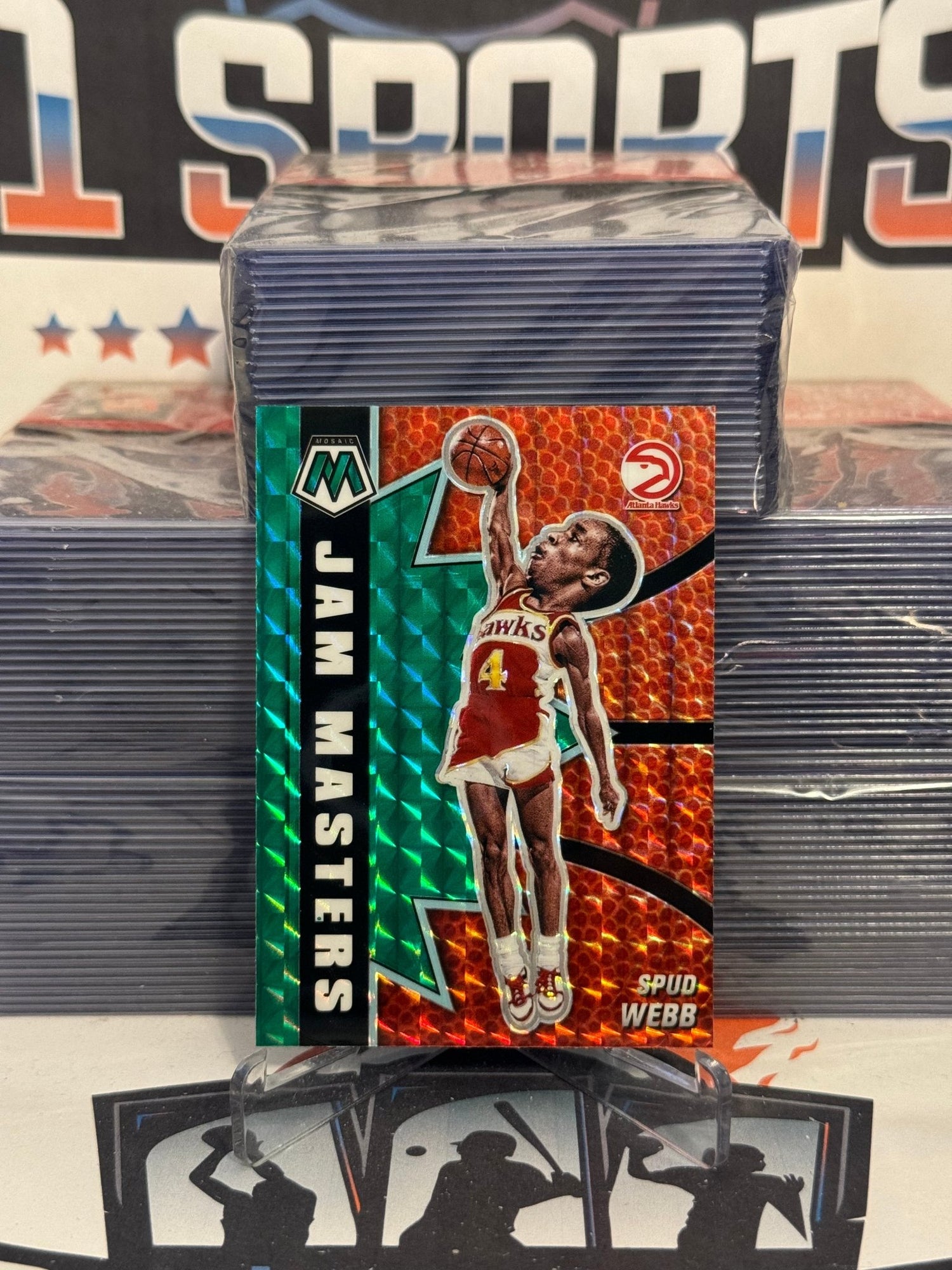 2020 Panini Mosaic (Green Prizm, Jam Masters) Spud Webb #16