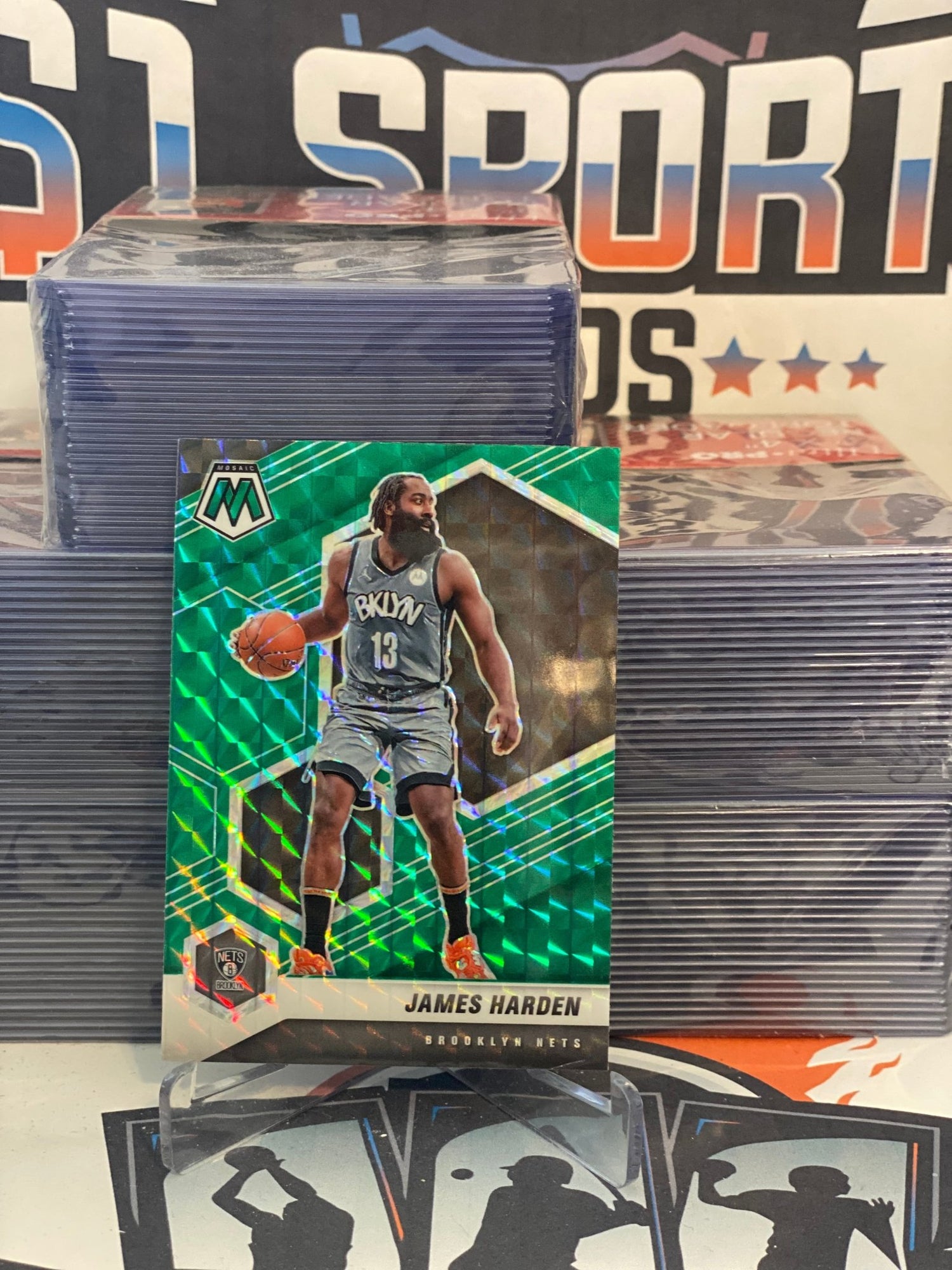 2020 Panini Mosaic (Green Prizm) James Harden #173