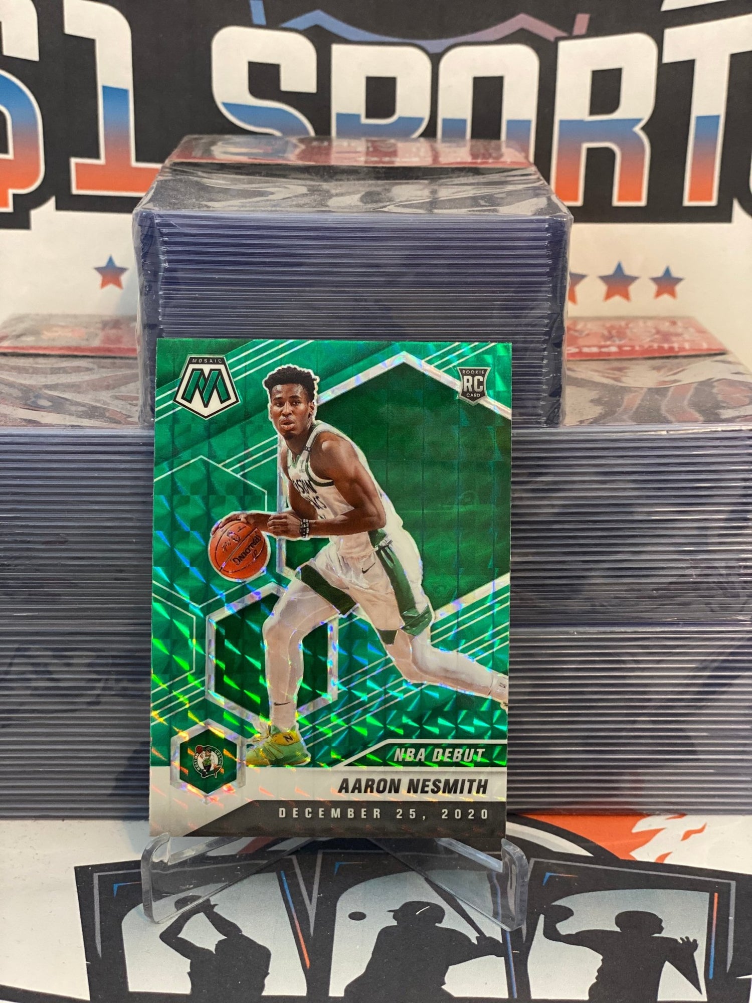 2020 Panini Mosaic (Green Prizm, NBA Debut) Aaron Nesmith Rookie #279