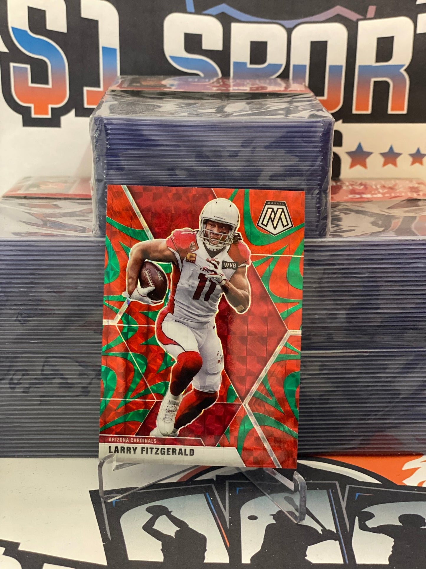 2020 Panini Mosaic (Green Reactive Prizm) Larry Fitzgerald #9