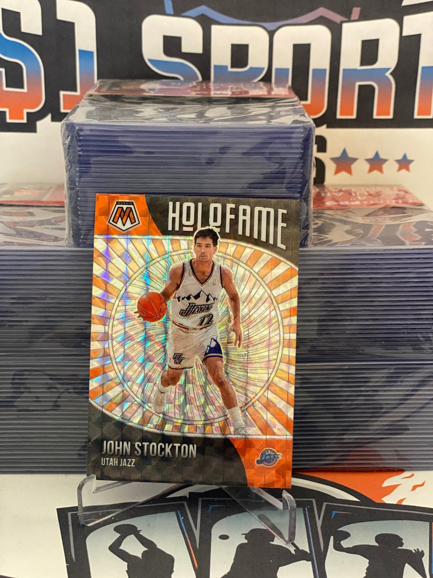 2020 Panini Mosaic (Mosaic Prizm, HoloFame) John Stockton #13