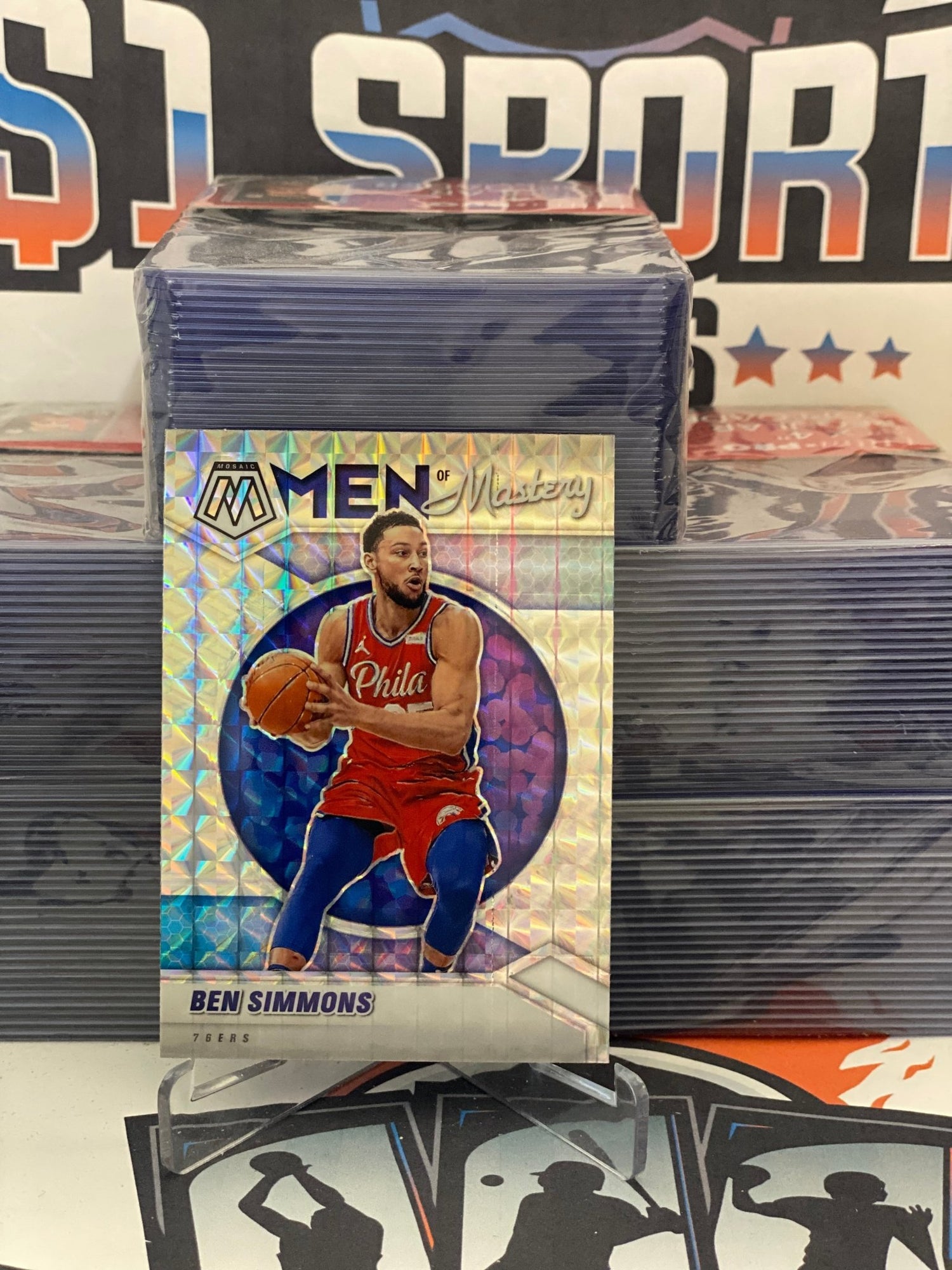 2020 Panini Mosaic (Mosaic Prizm, Men of Mastery) Ben Simmons #4