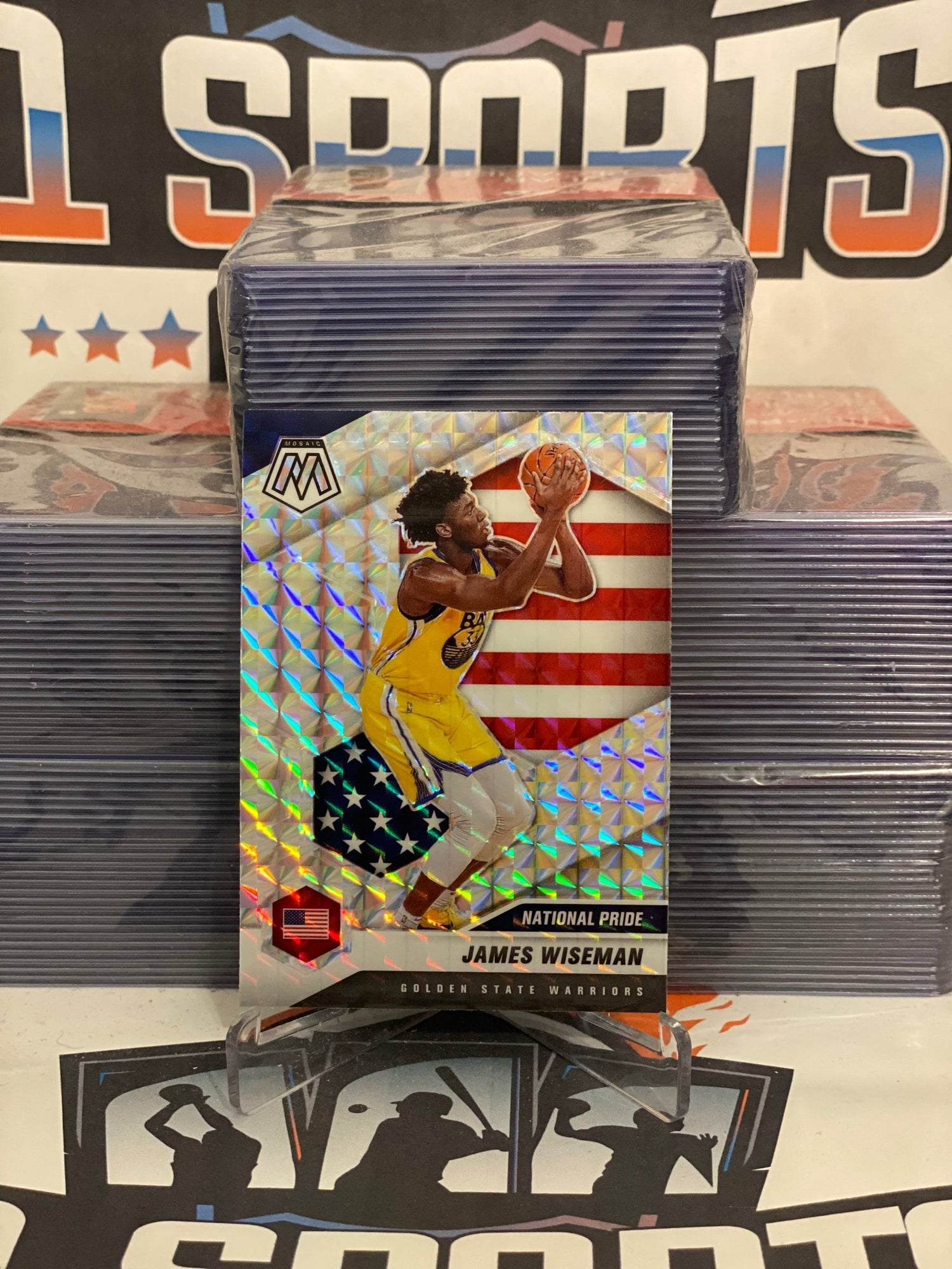 2020 Panini Mosaic (Mosaic Prizm, National Pride) James Wiseman Rookie #260