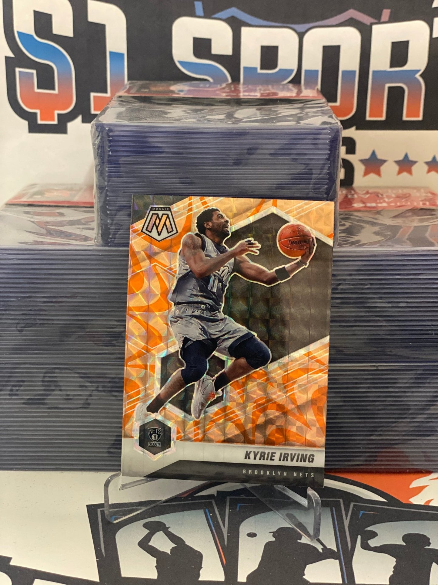 2020 Panini Mosaic (Orange Reactive Prizm) Kyrie irving #198