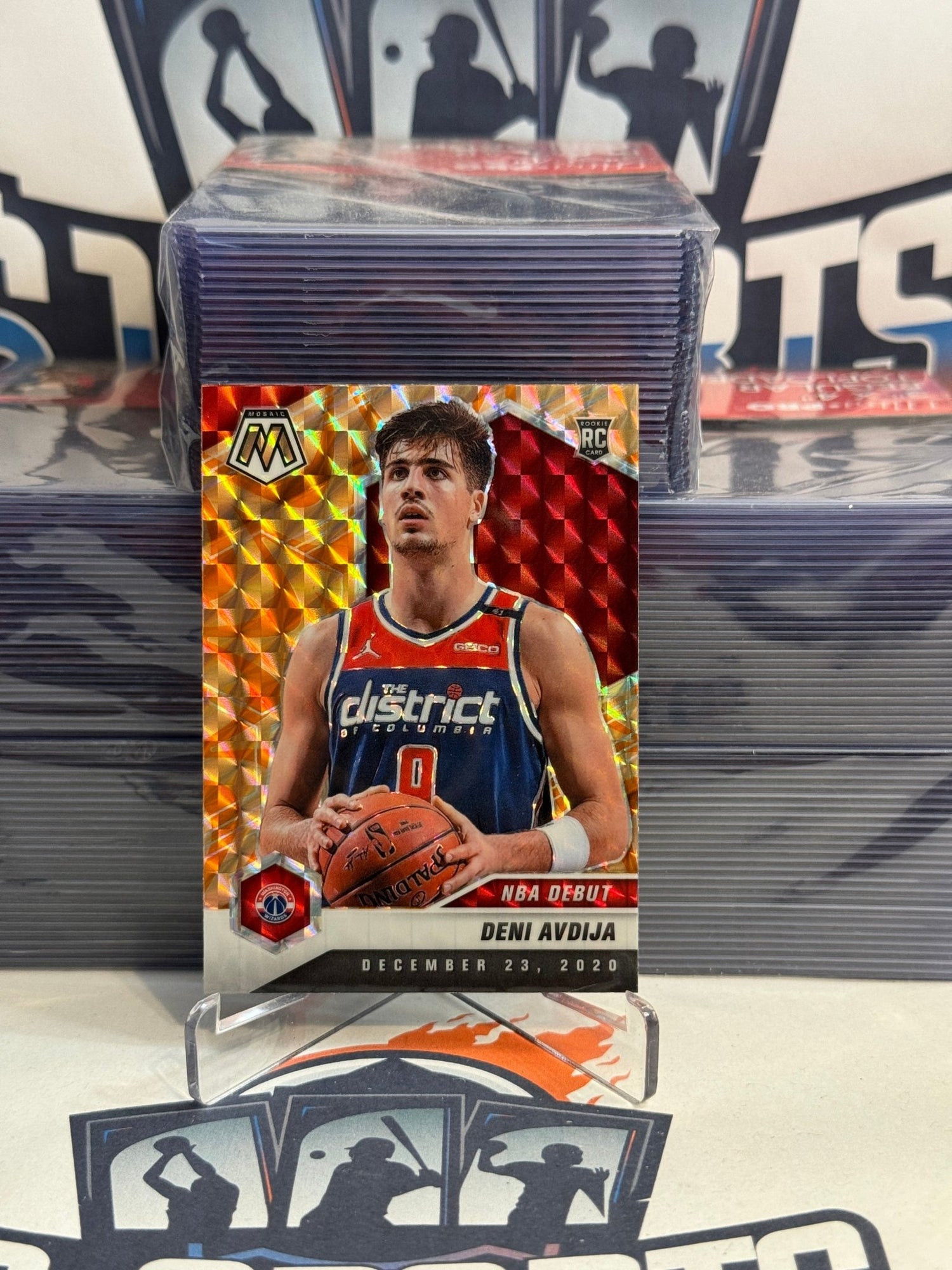 2020 Panini Mosaic (Orange Reactive Prizm, NBA Debut) Deni Avdija #272