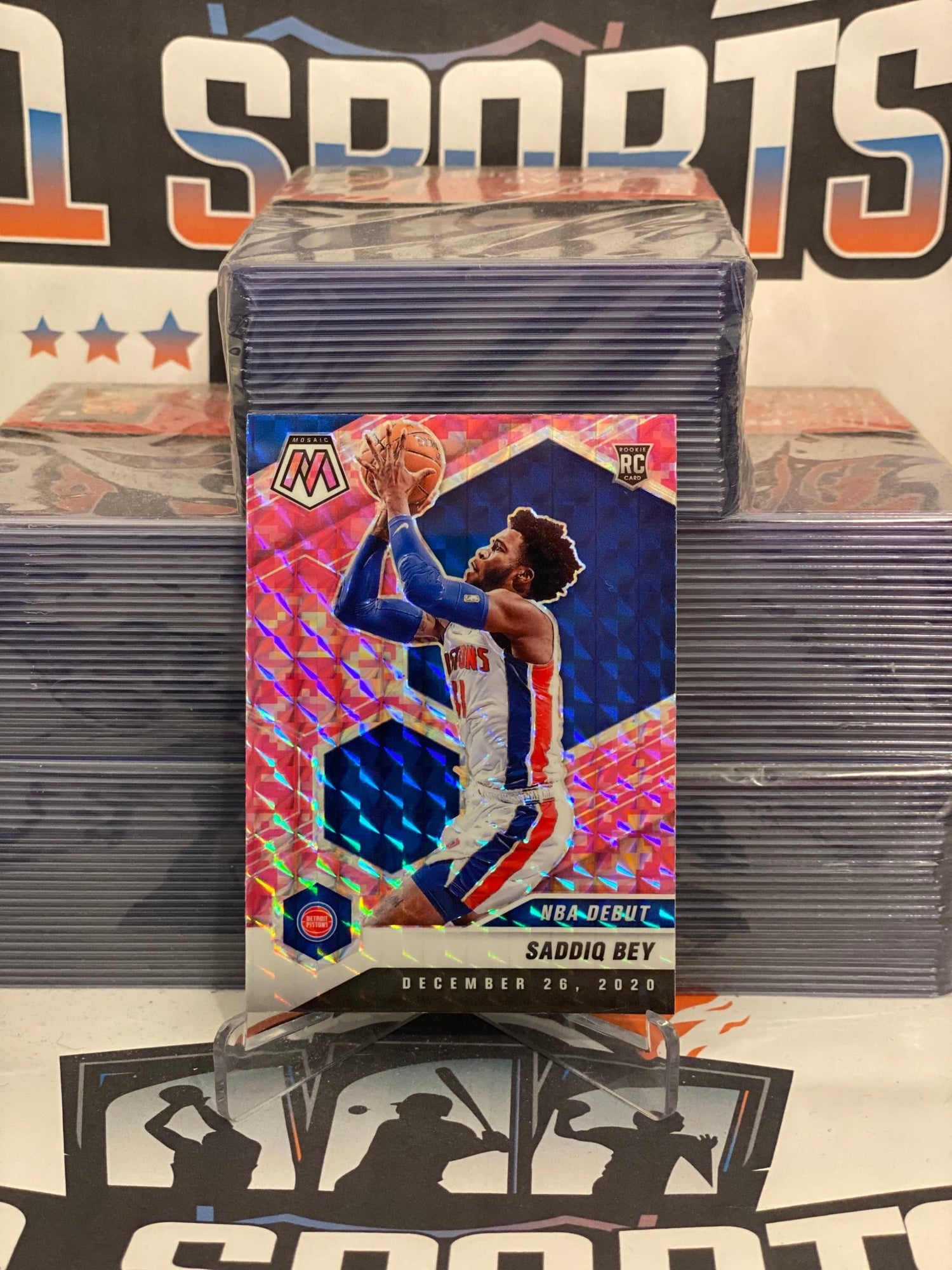 2020 Panini Mosaic (Pink Camo Prizm, NBA Debut) Saddiq Bey Rookie #276