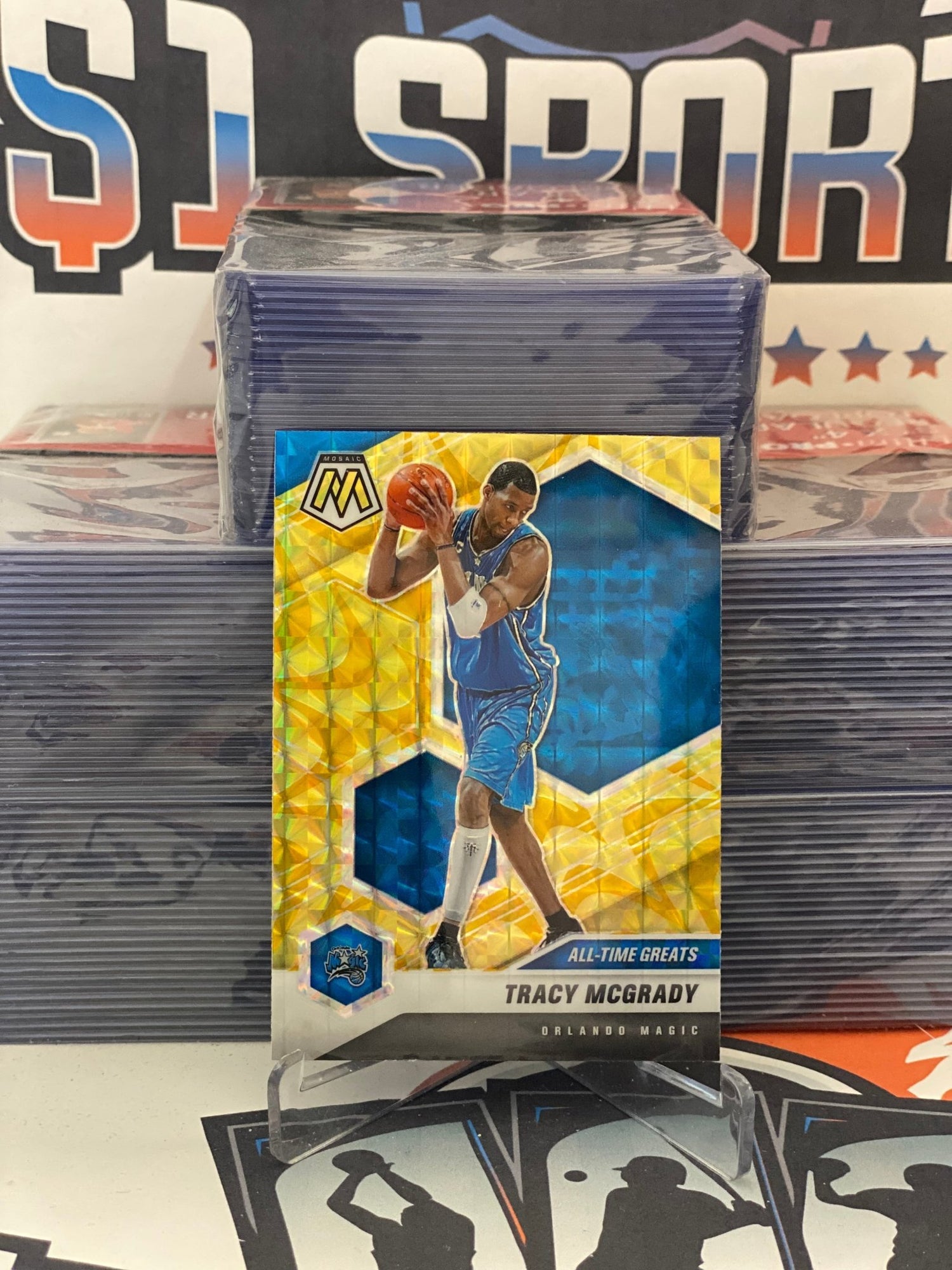 2020 Panini Mosaic (Yellow Reactive Prizm, All-Time Greats) Tracy McGrady #287