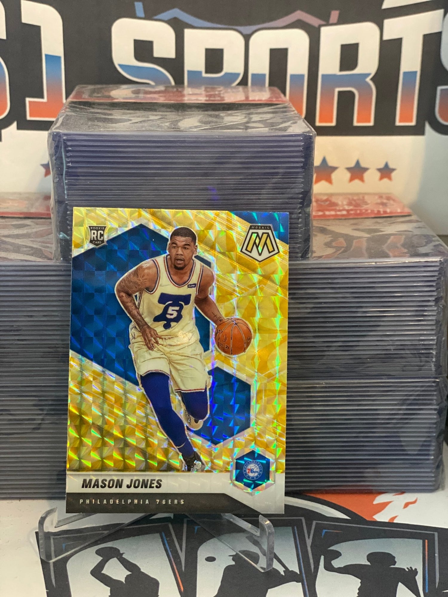 2020 Panini Mosaic (Yellow Reactive Prizm) Mason Jones Rookie #241