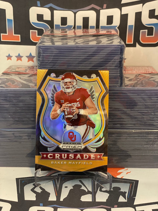 2020 Panini Prizm Draft Picks (Neon Orange Prizm, Crusade 075/149) Baker Mayfield #20
