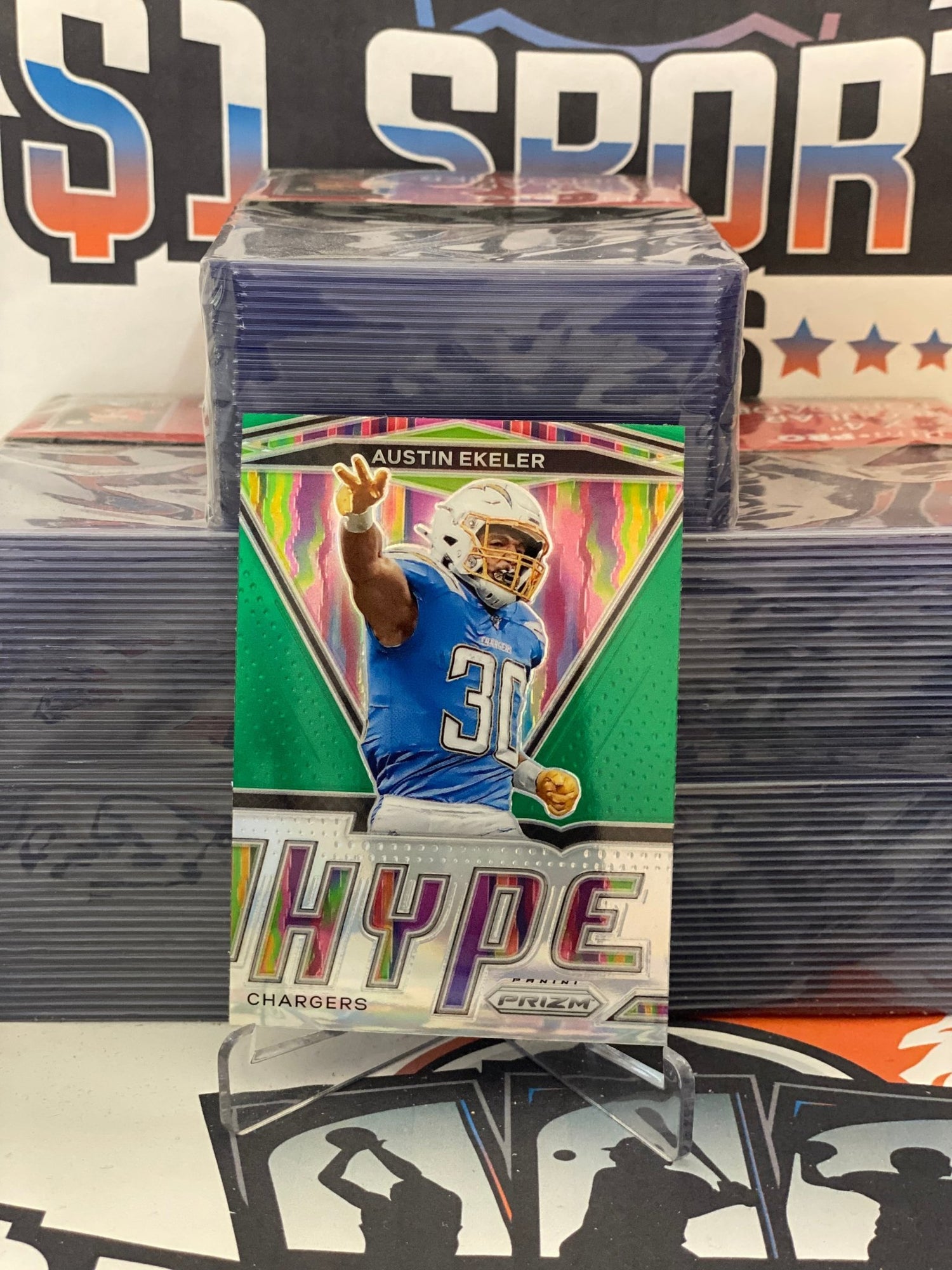 2020 Panini Prizm (Green Prizm, Hype) Austin Ekeler #5