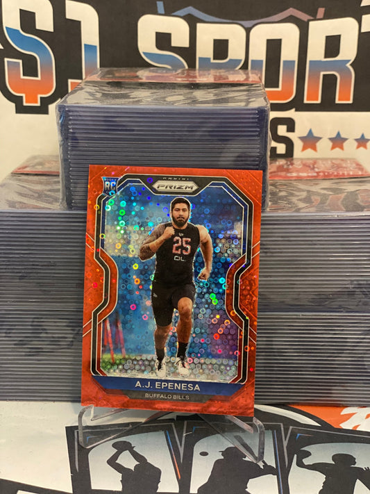 2020 Panini Prizm (No Huddle Red Prizm 31/50) A.J. Epenesa Rookie #313