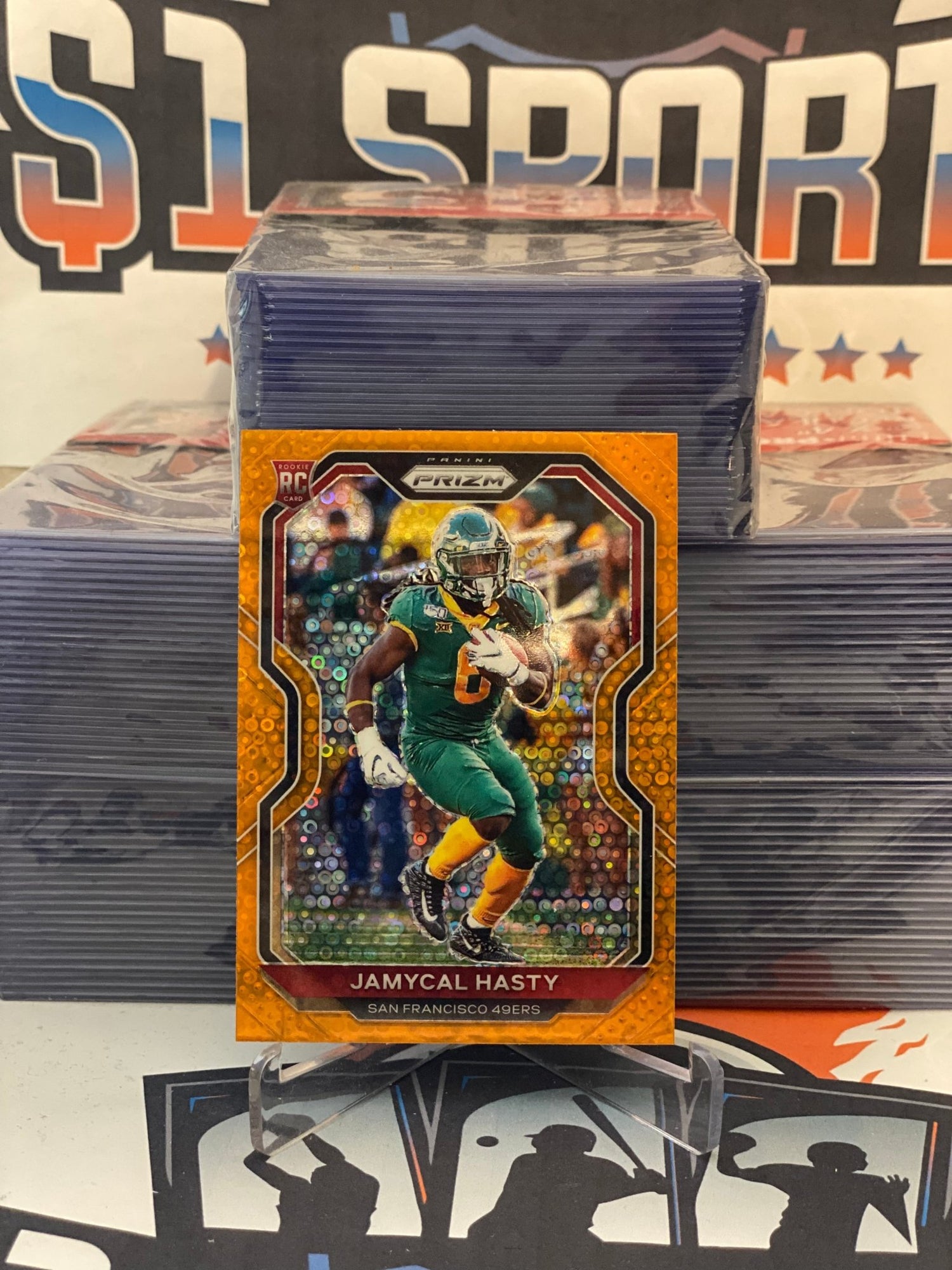 2020 Panini Prizm (Orange Disco Prizm) JaMycal Hasty Rookie #303