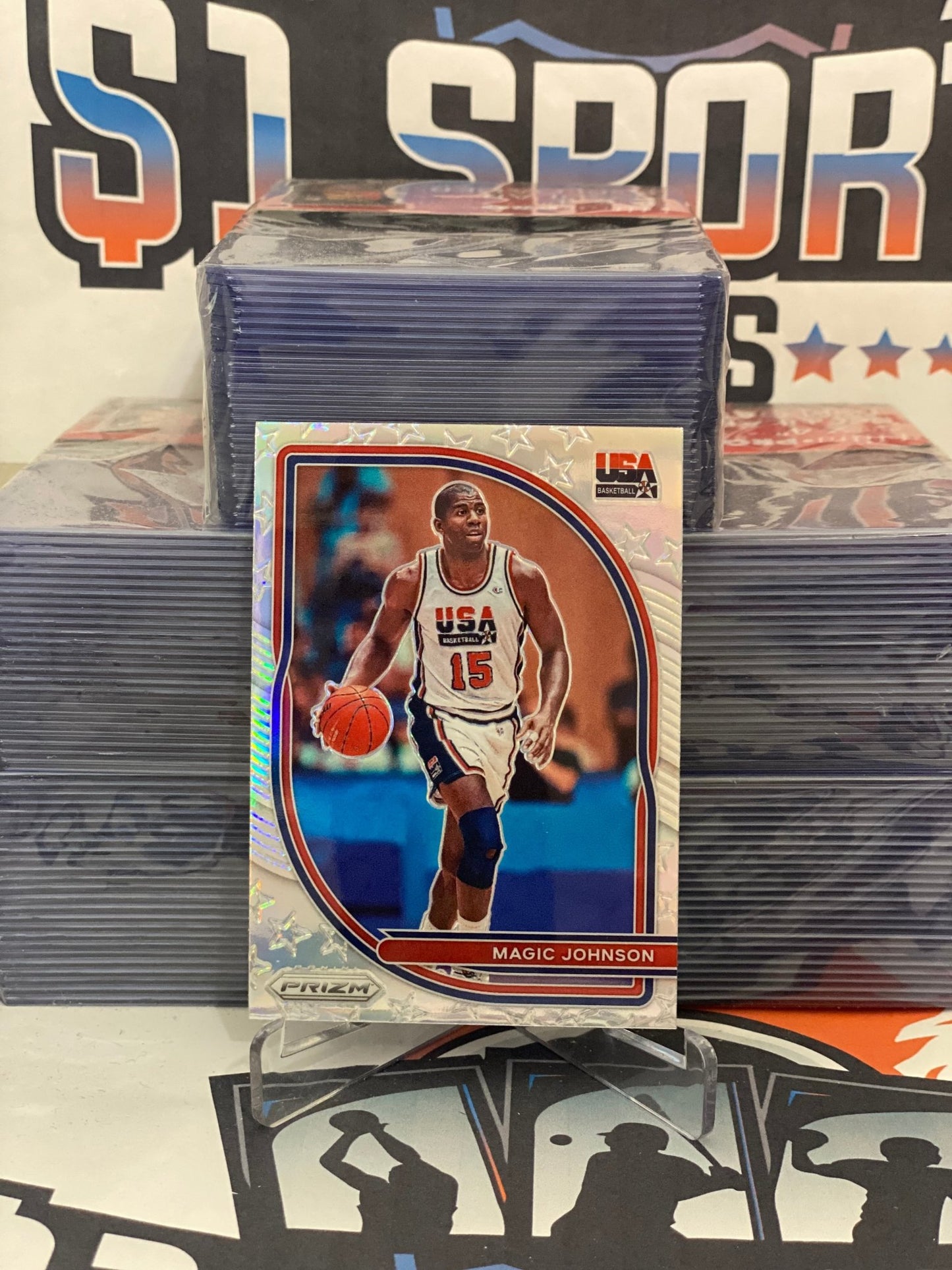 2020 Panini Prizm (Silver Prizm, USAB) Magic Johnson #7