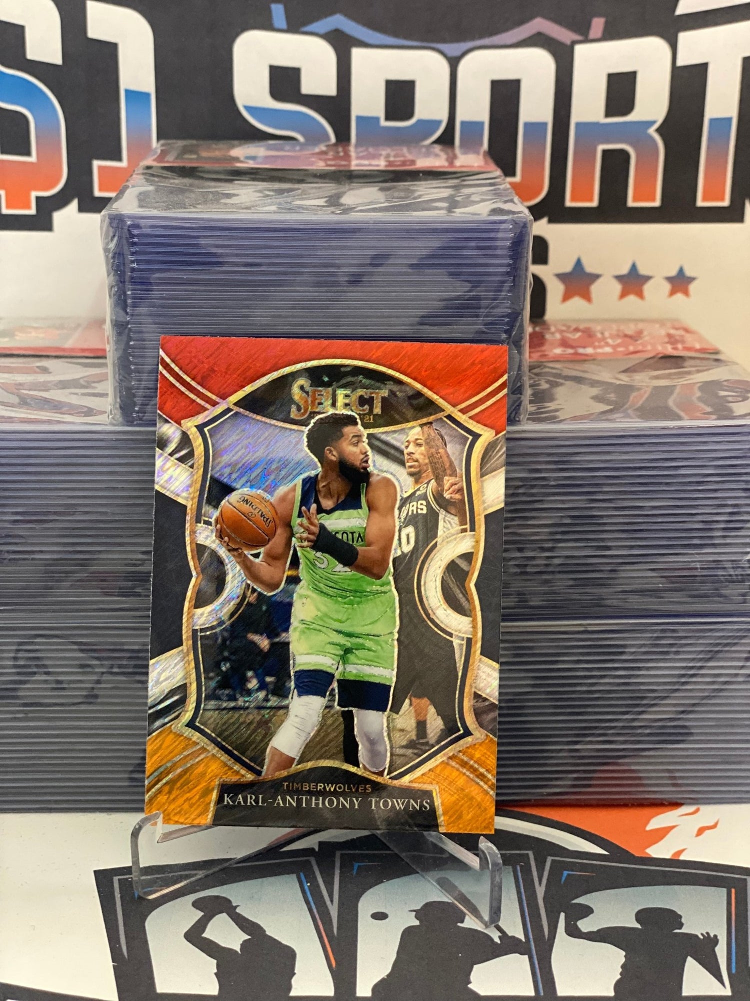 2020 Panini Select (Red White Orange Shimmer Prizm) Karl-Anthony Towns #36