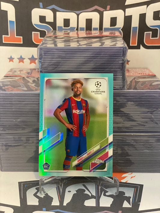 2020 Topps Chrome UEFA Champions League (Aqua Wave Refractor 107/199) Konrad De La Fuente Rookie #58