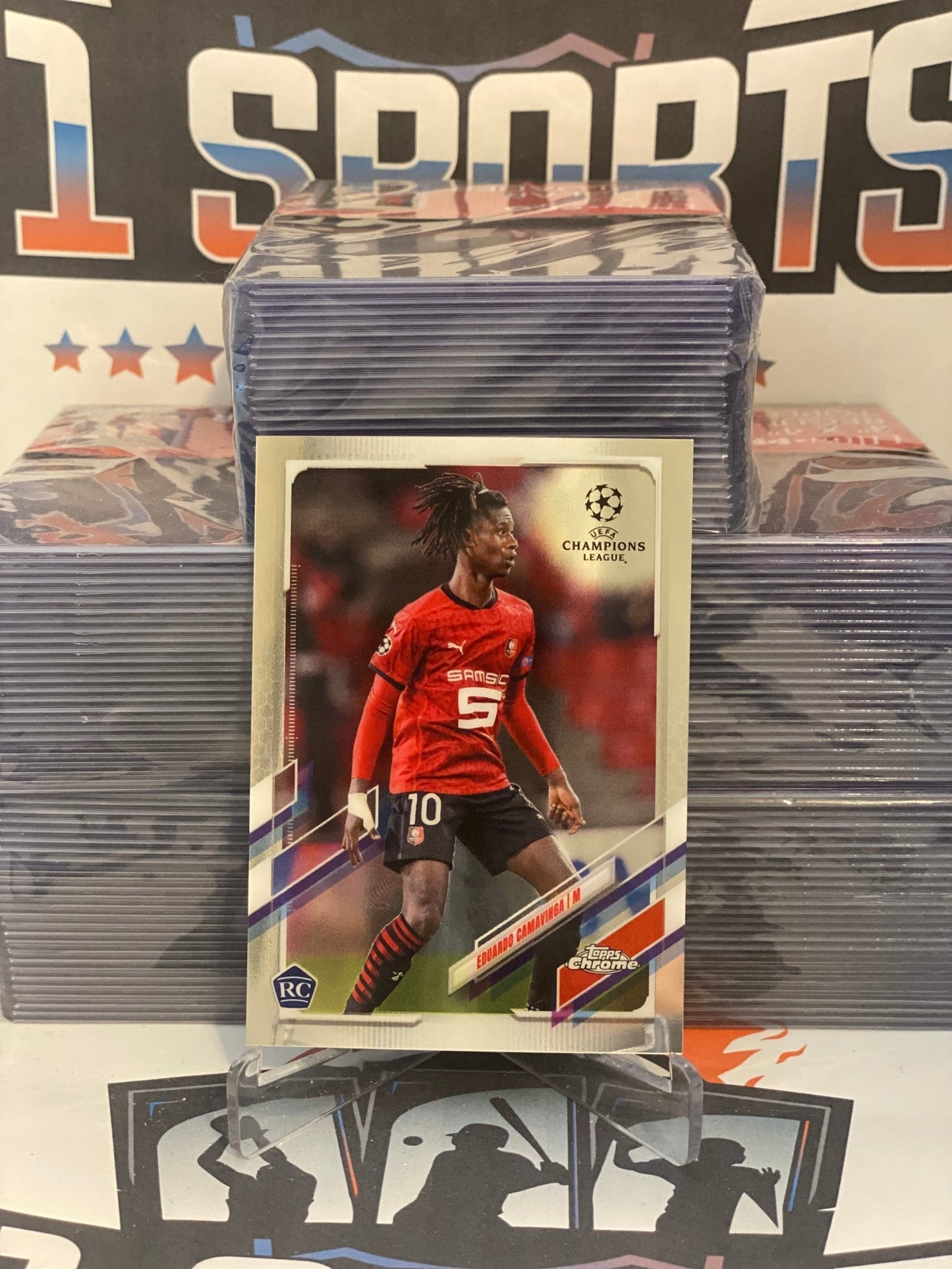 2020 Topps Chrome UEFA Champions League Eduardo Camavinga Rookie #44