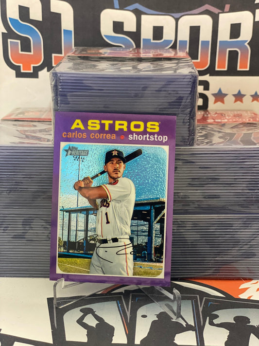2020 Topps Heritage (Purple Chrome Refractor) Carlos Correa #THC-312