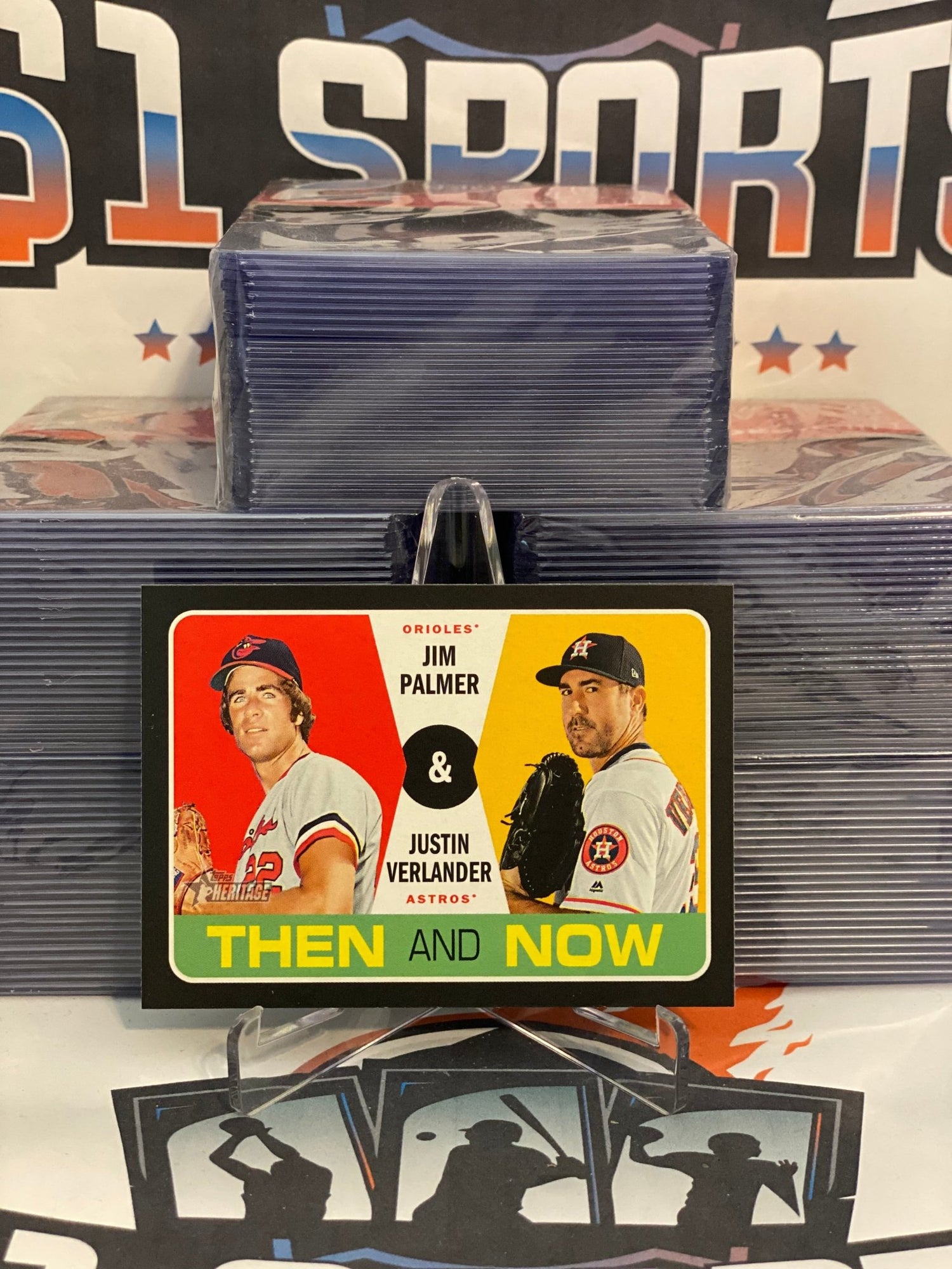 2020 Topps Heritage (Then & Now) Jim Palmer & Justin Verlander #TN-13