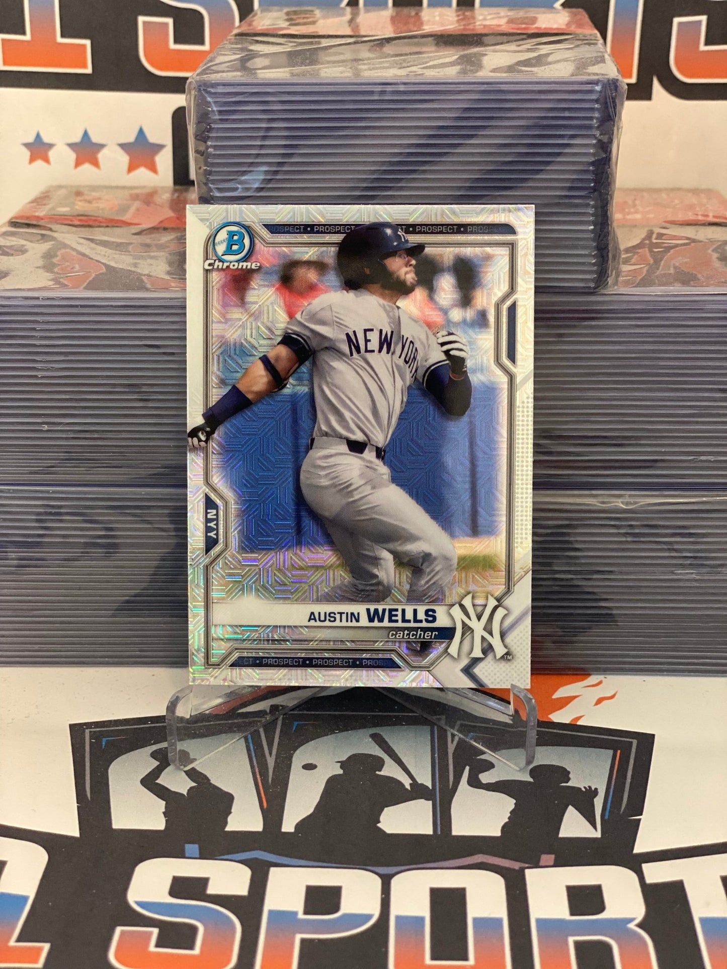 2021 Bowman Chrome Prospects (Mega Refractor) Austin Wells #BCP-214