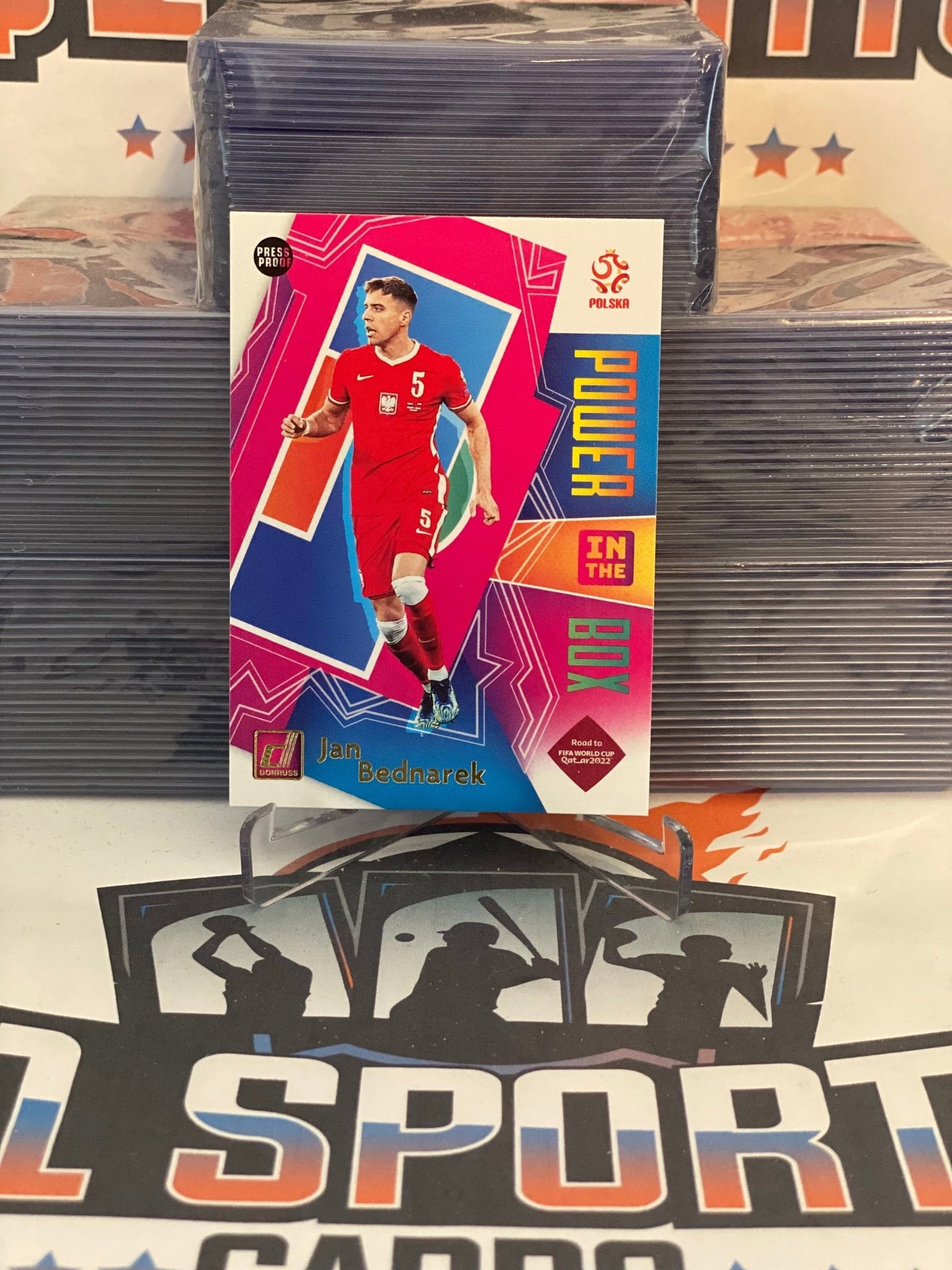 2021 Donruss FIFA World Cup (Press Proof, Power in the Box) Jan Bednarek #12