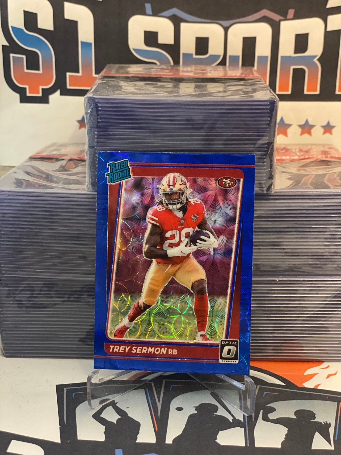 2021 Donruss Optic (Blue Scope Prizm, Rated Rookie) Trey Sermon #224