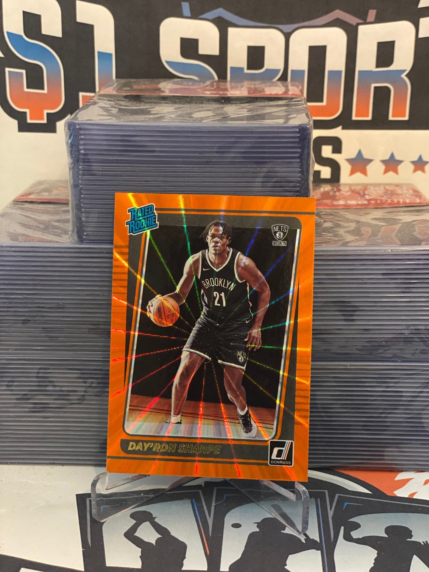 2021 Donruss (Orange Laser, Rated Rookie) Day'Ron Sharpe Rookie #215