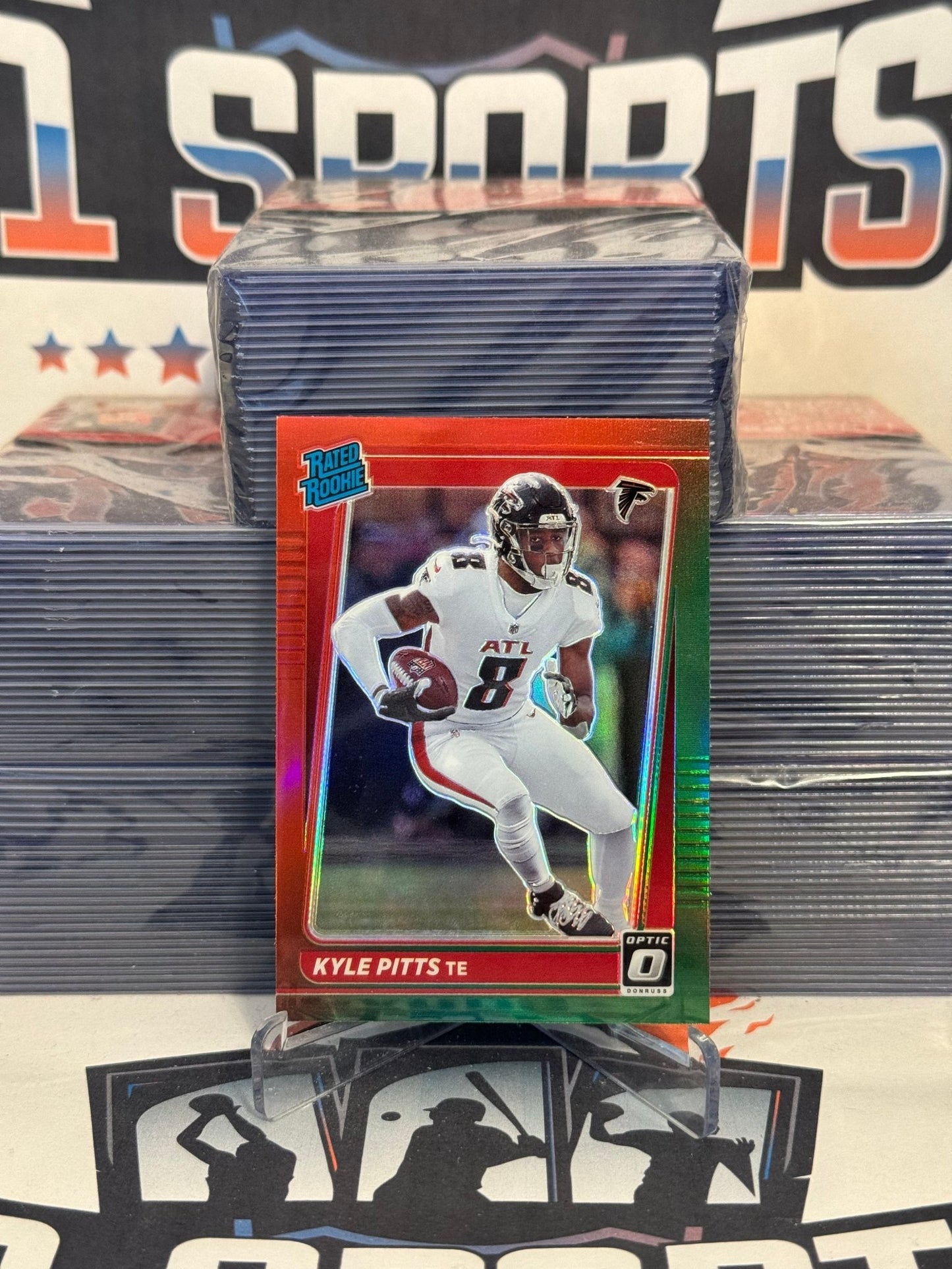 2021 Donruss (Red Green Prizm, Optic Preview, Rated Rookie) Kyle Pitts #P-260