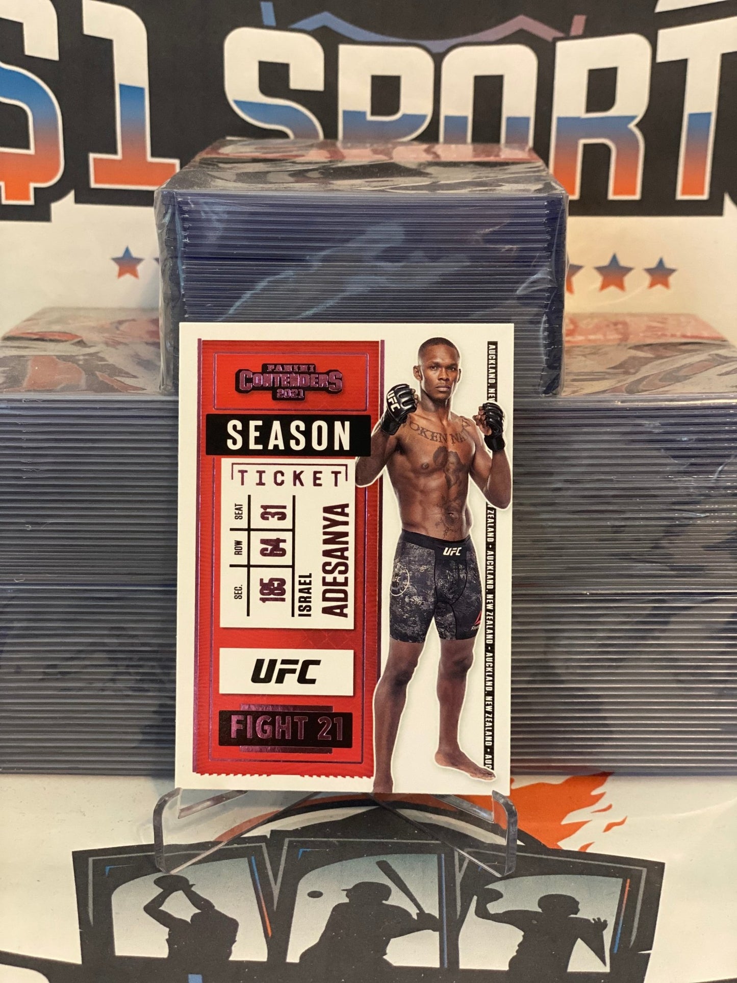 2021 Panini Chronicles UFC (Pink, Contenders Season Ticket) Israel Adesanya #5