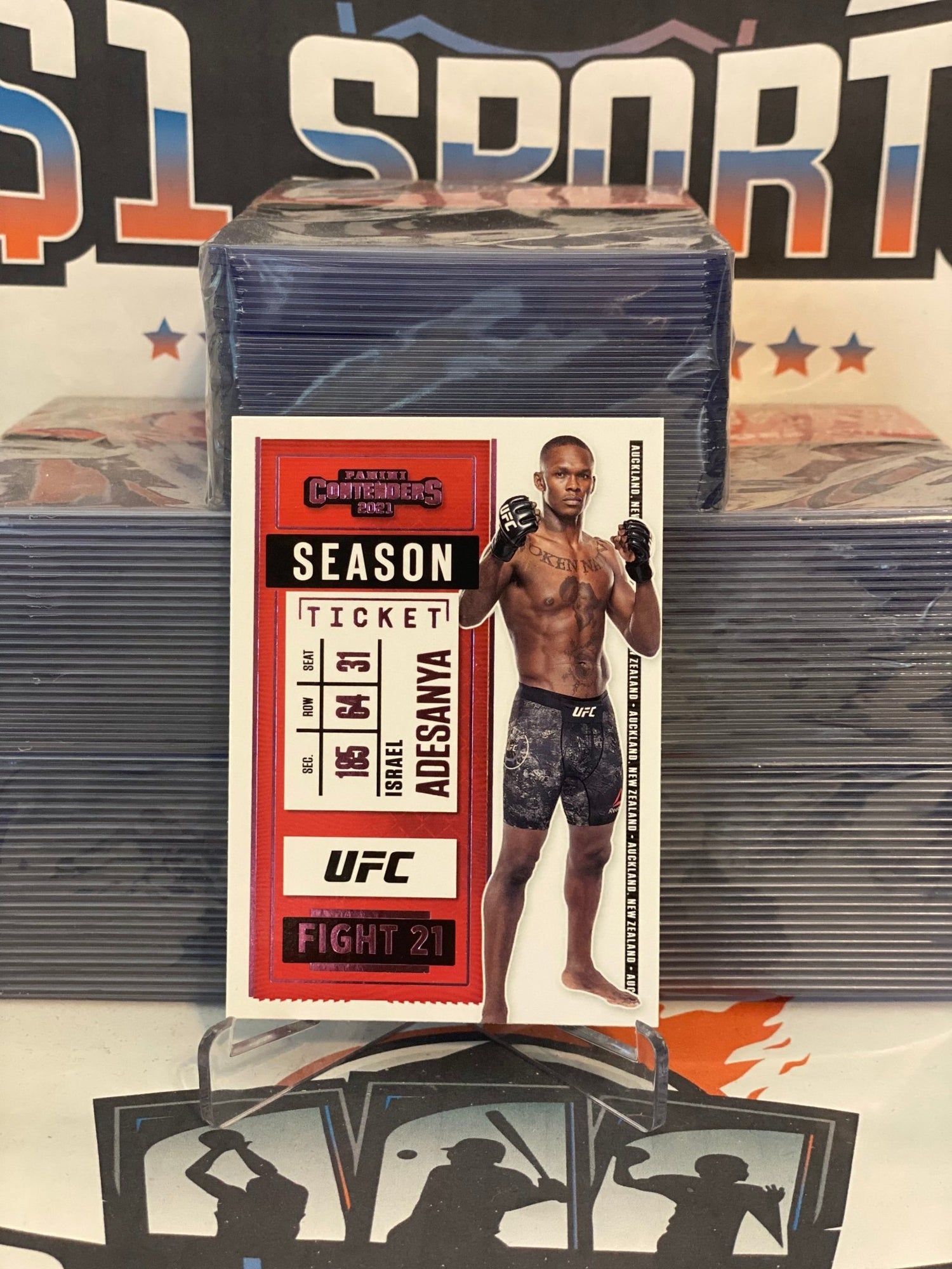 2021 Panini Chronicles UFC (Pink, Contenders Season Ticket) Israel Adesanya #5