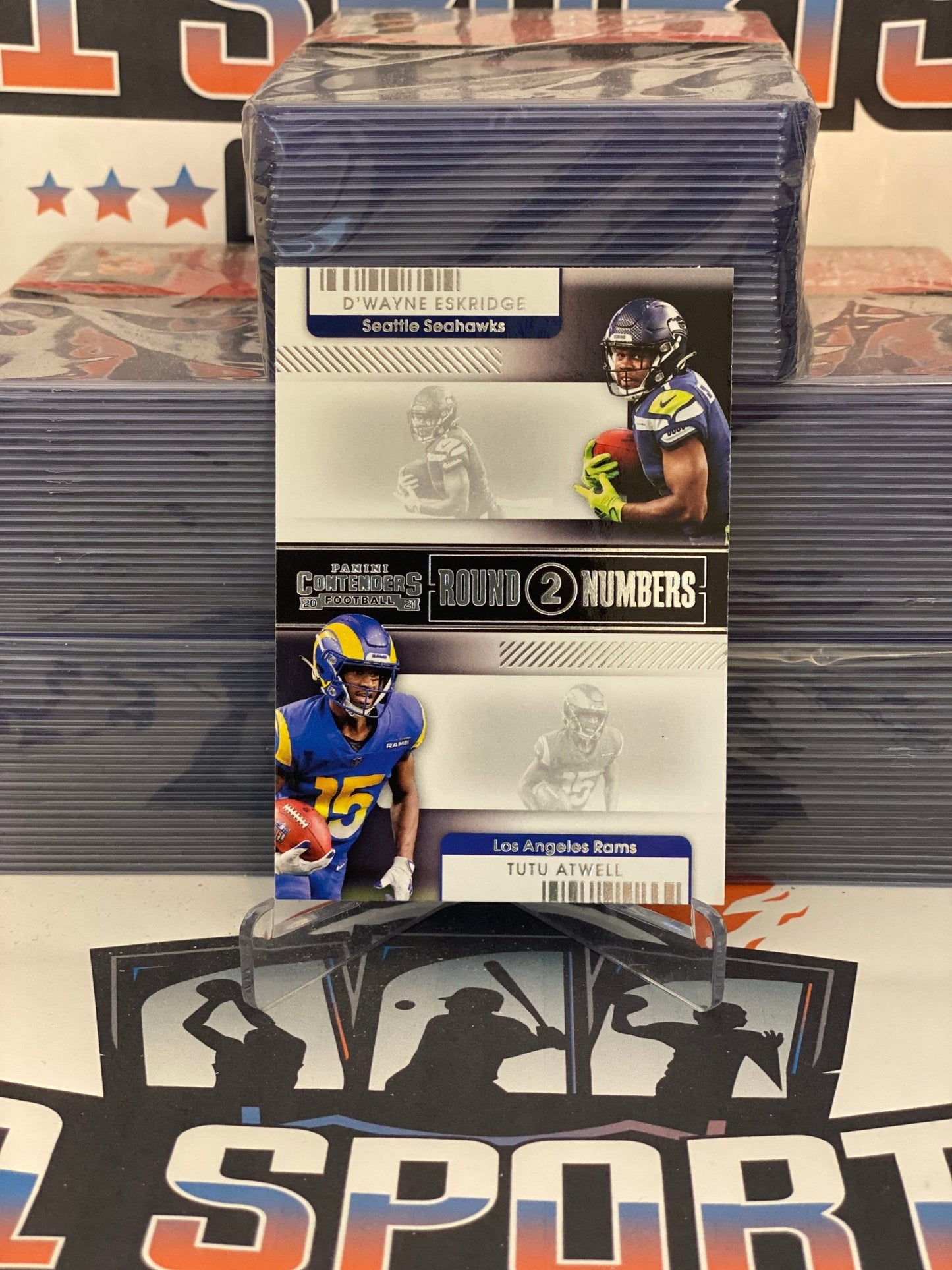 2021 Panini Contenders (Round Numbers) TuTu Atwell & D'Wayne Eskridge Rookie #RN-DES