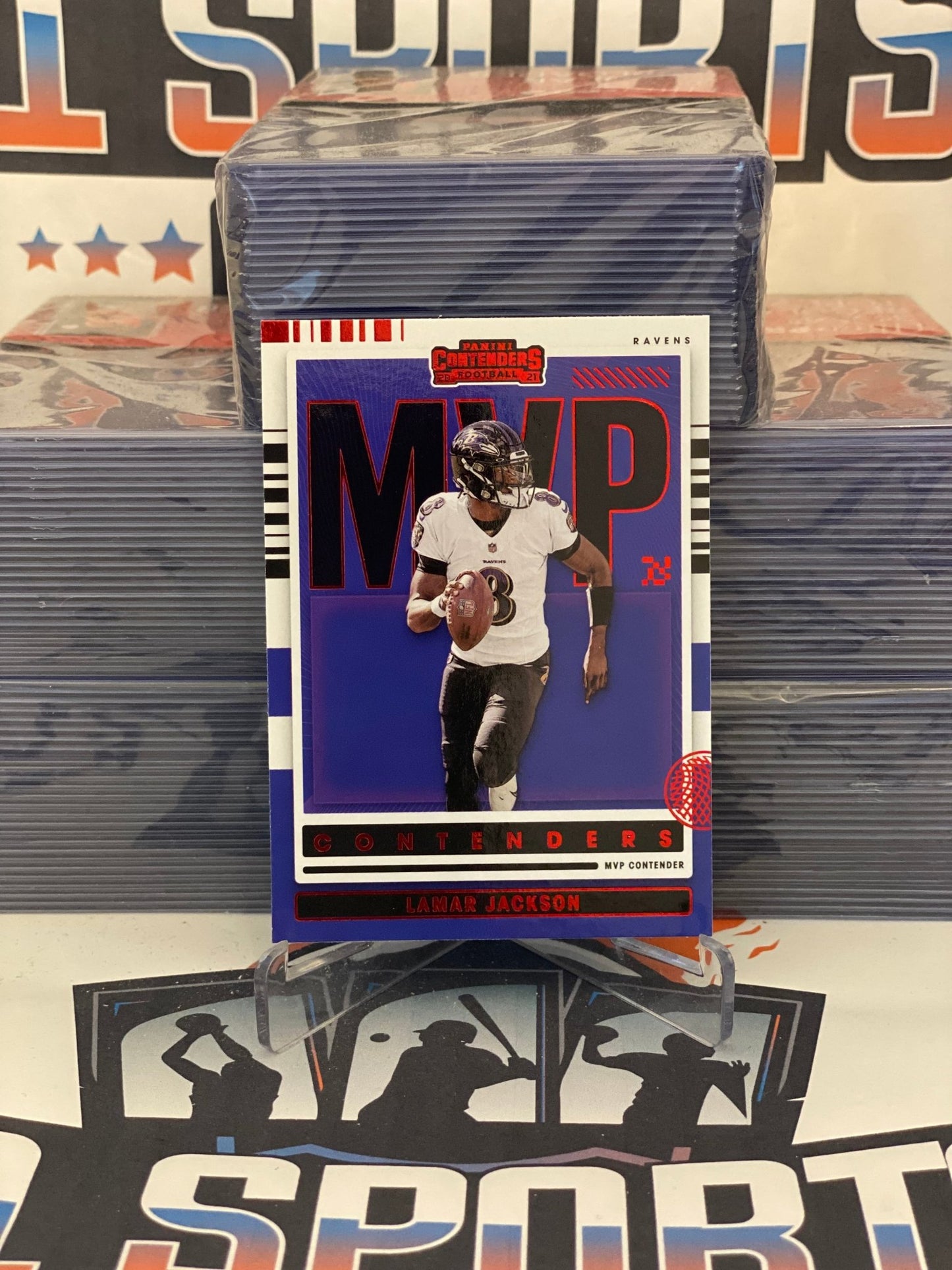 2021 Panini Contenders (Ruby, MVP) Lamar Jackson #MVP-LJA
