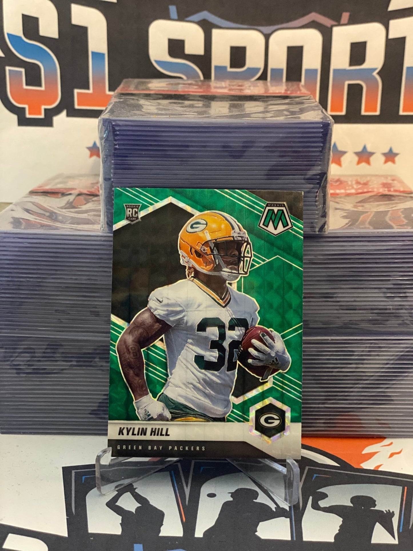 2021 Panini Mosaic (Green Pizm) Kylin Hill Rookie #374