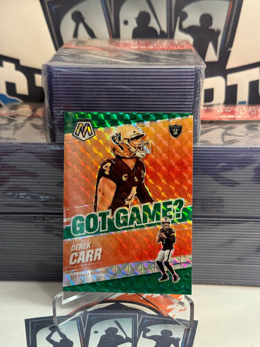 2021 Panini Mosaic (Green Prizm, Got Game?) Derek Carr #GG-6