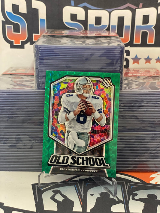 2021 Panini Mosaic (Green Prizm, Old School) Troy Aikman #OS9