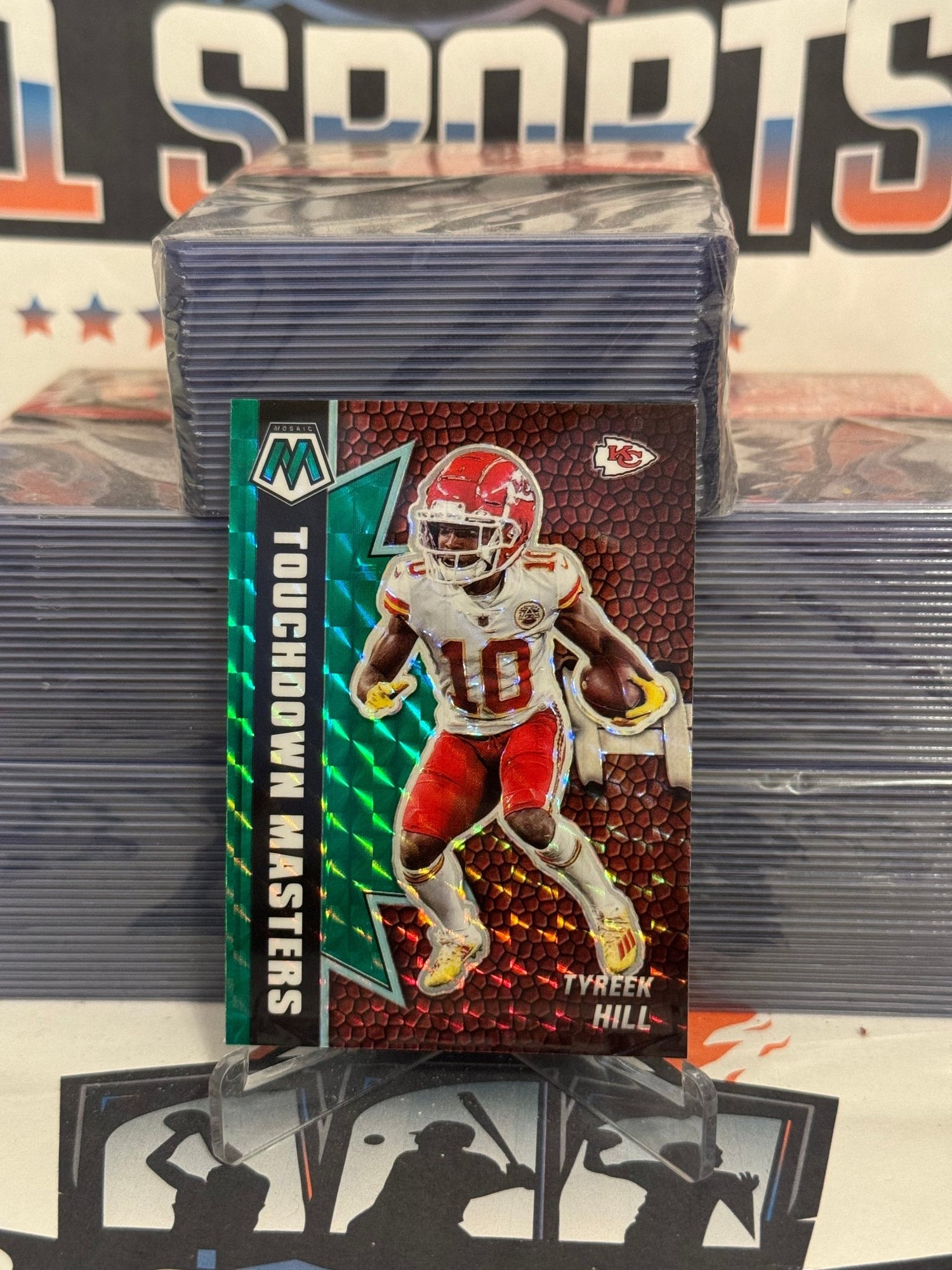 2021 Panini Mosaic (Green Prizm, Touchdown Masters) Tyreek Hill #TM-4