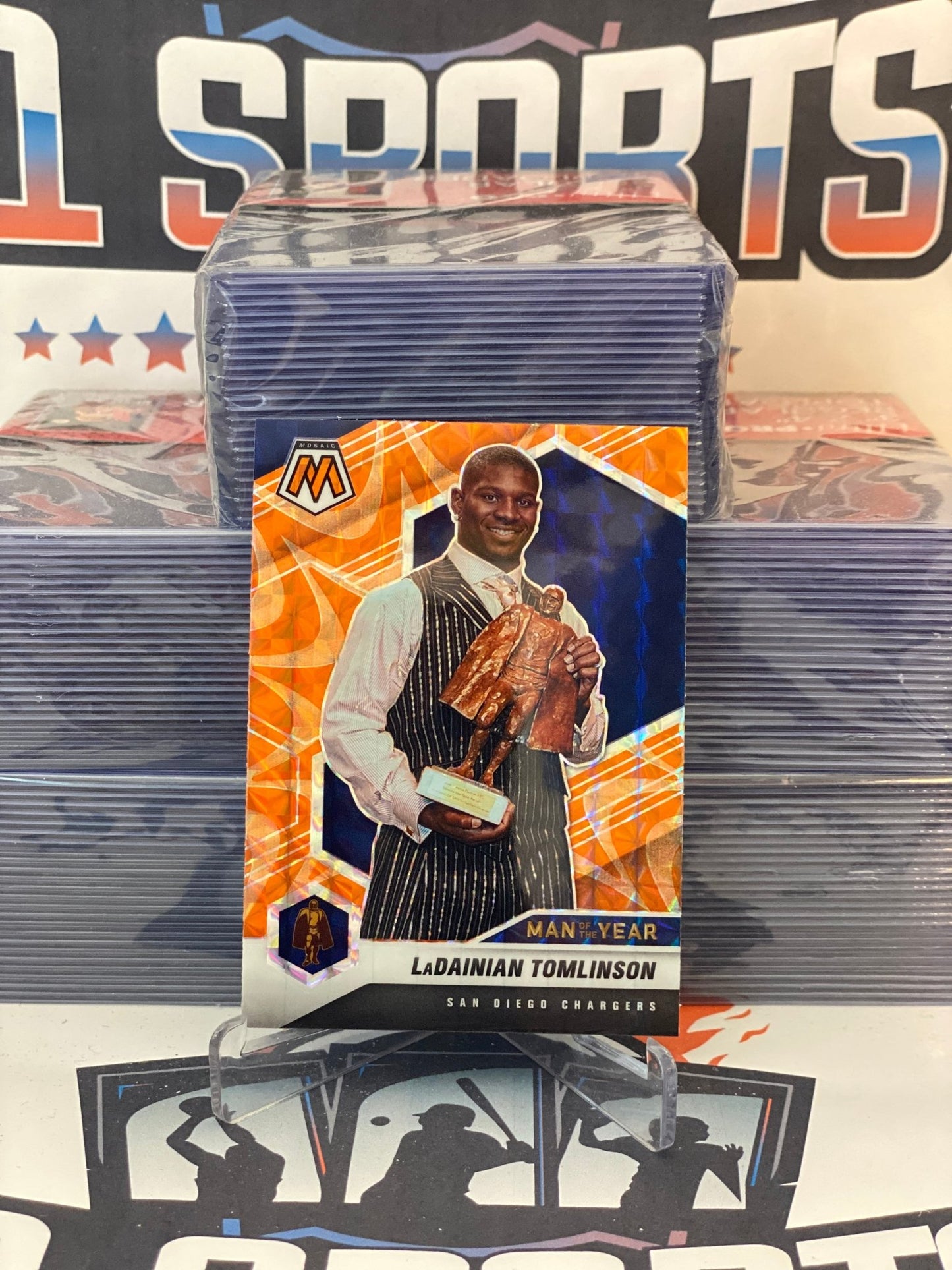 2021 Panini Mosaic (Orange Reactive Prizm, Man of the Year) LaDanian Tomlinson #265