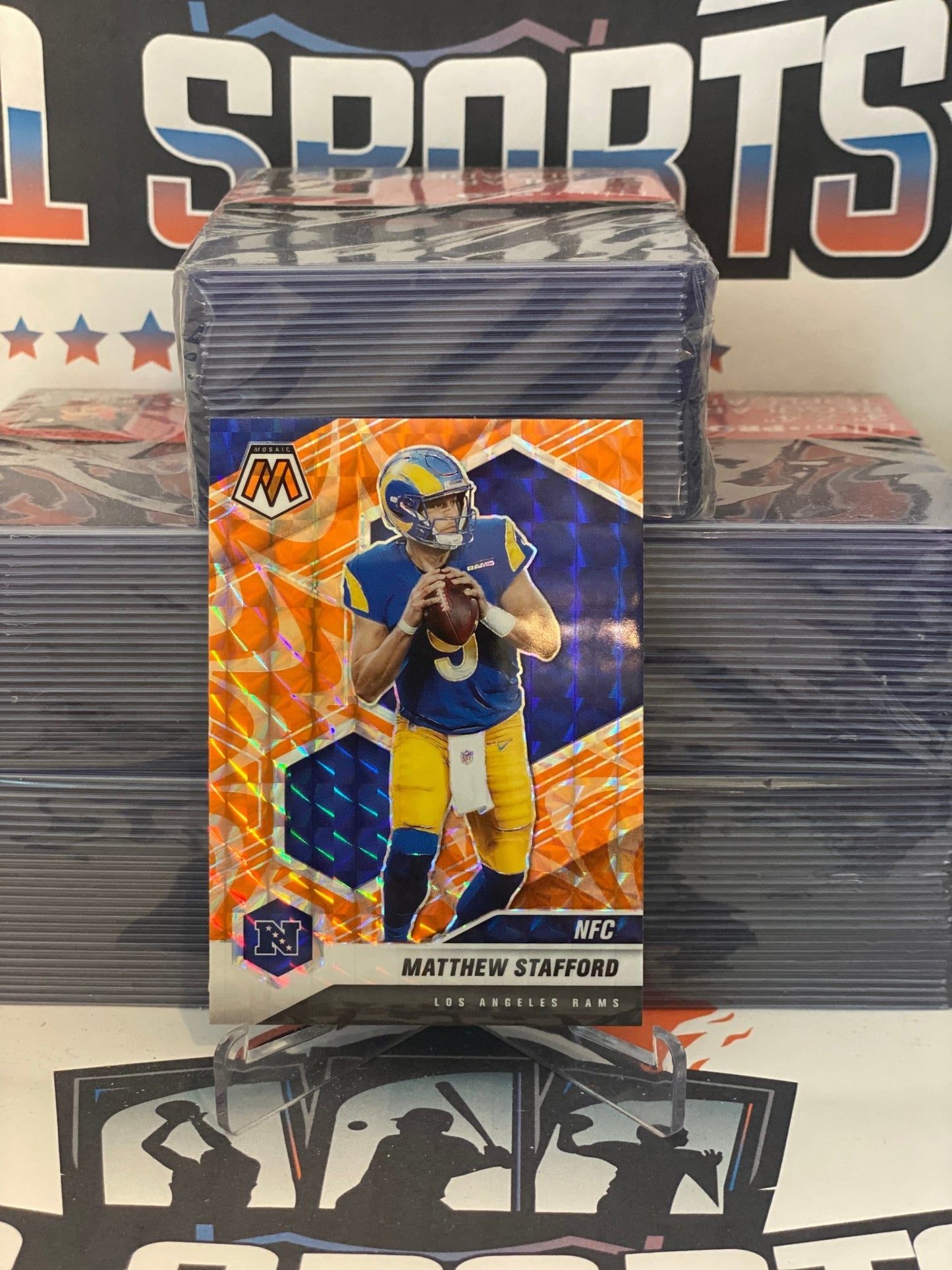 2021 Panini Mosaic (Orange Reactive Prizm) Matthew Stafford #205
