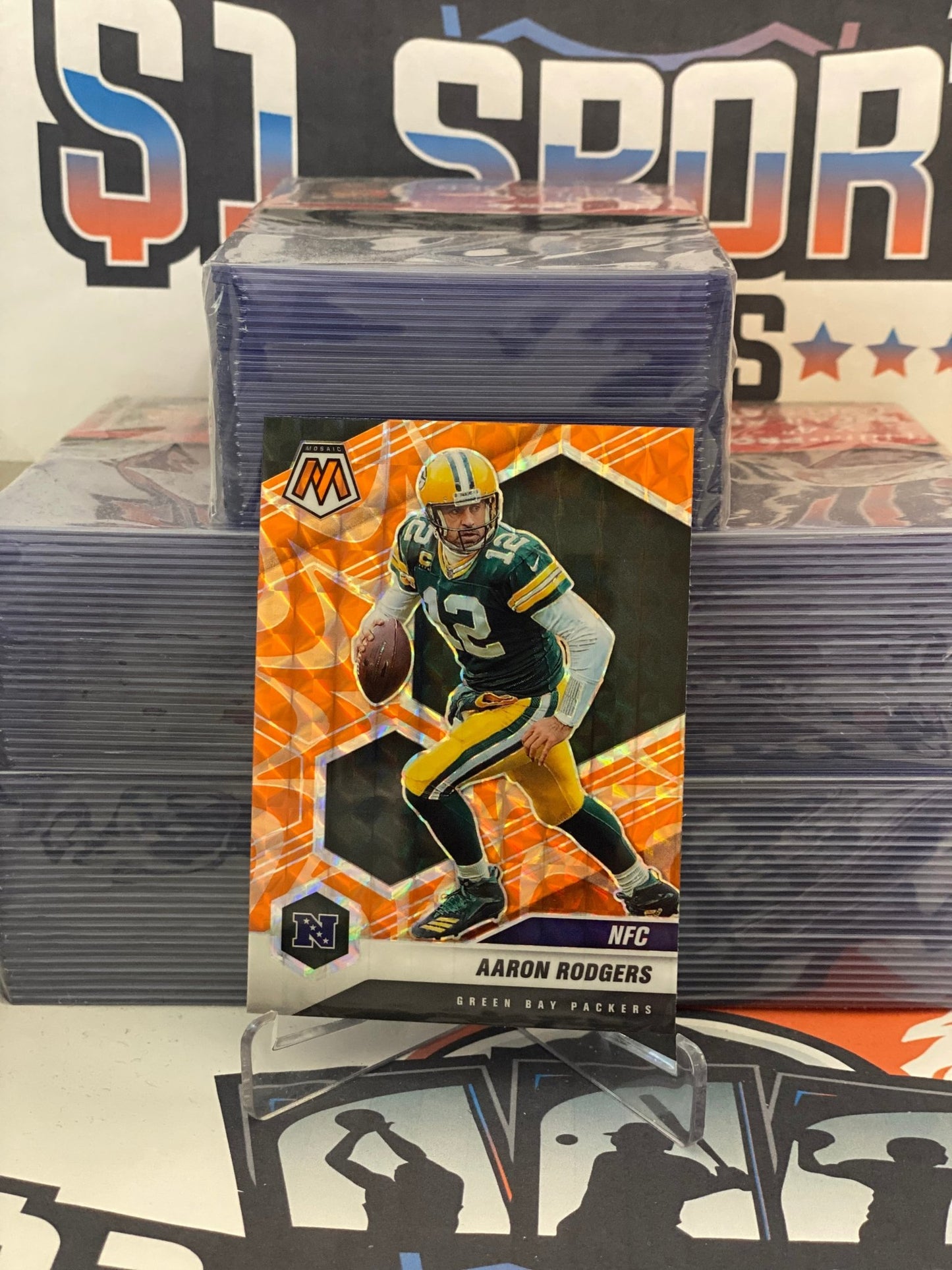2021 Panini Mosaic (Orange Reactive Prizm, NFC) Aaron Rodgers #206