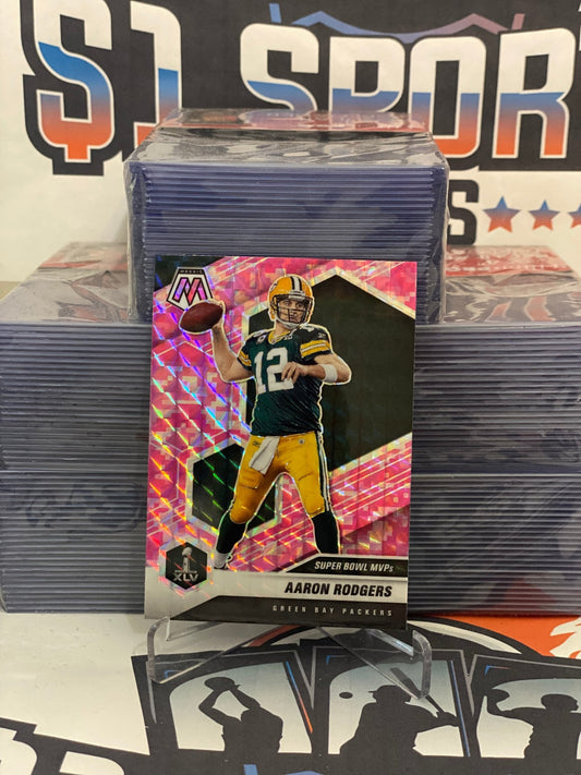 2021 Panini Mosaic (Pink Camo Prizm, Super Bowl MVPs) Aaron Rodgers #289